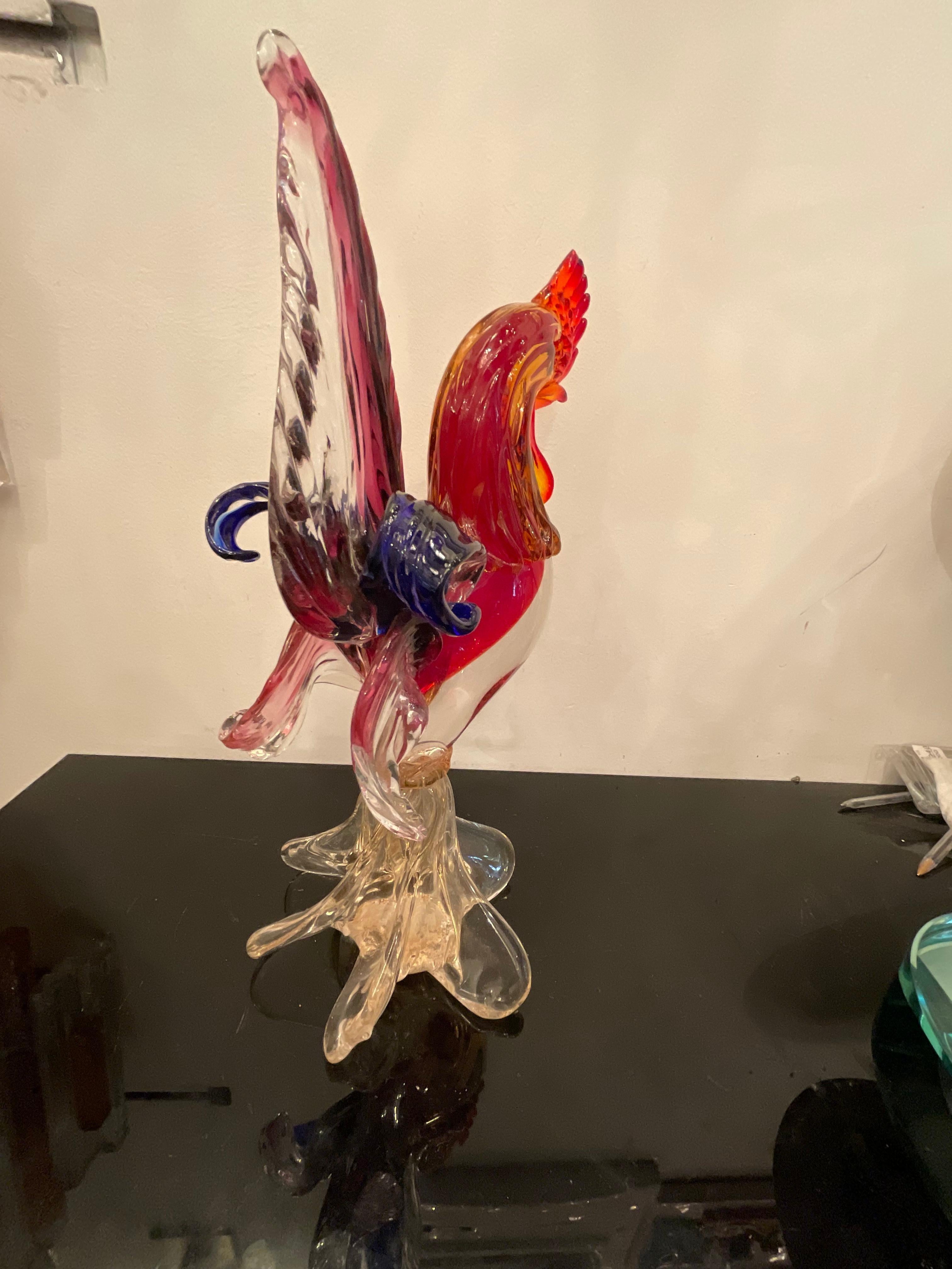 Mid-Century Modern Murano glass rooster - 20th century For Sale