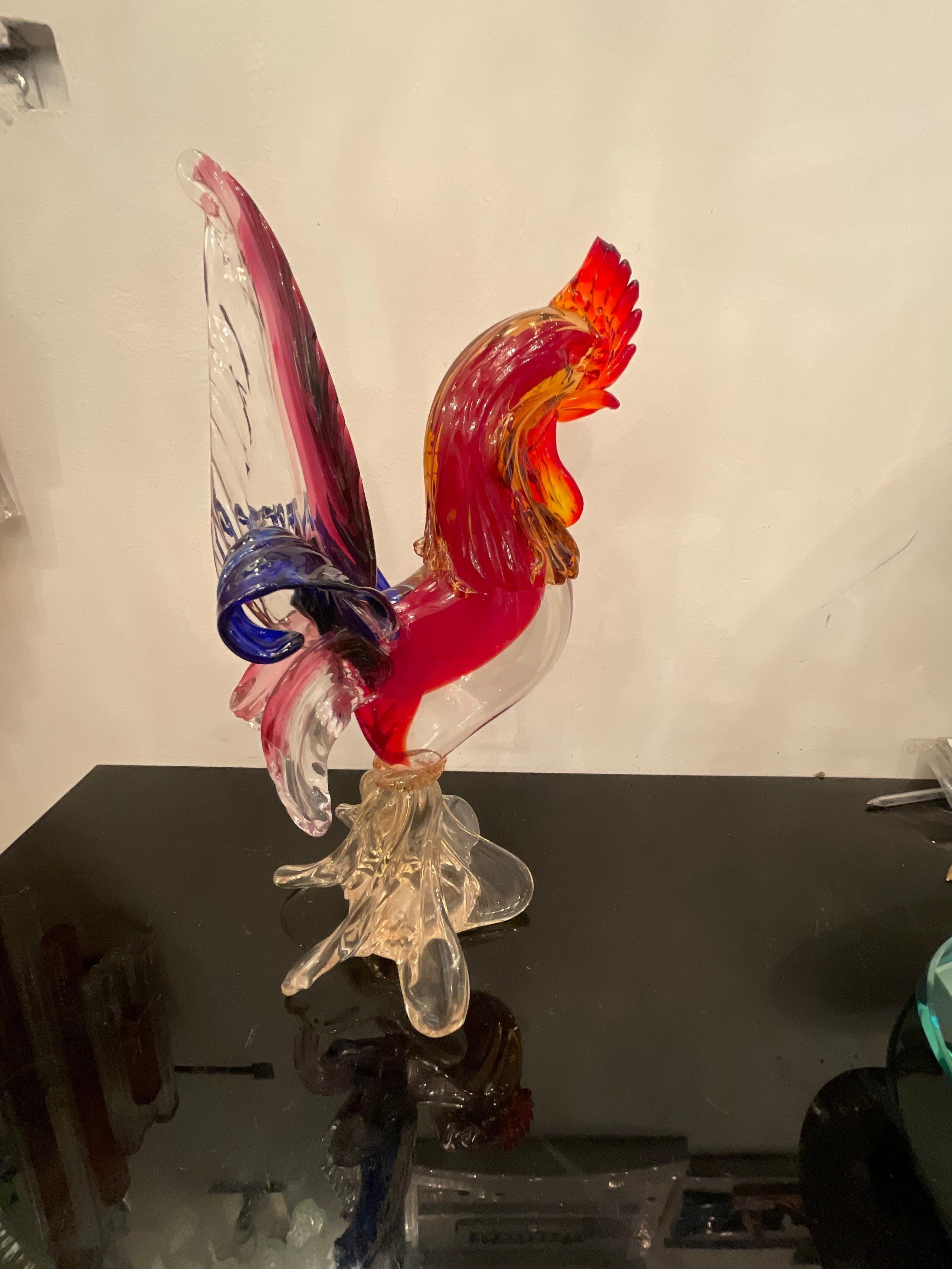 Italian Murano glass rooster - 20th century For Sale