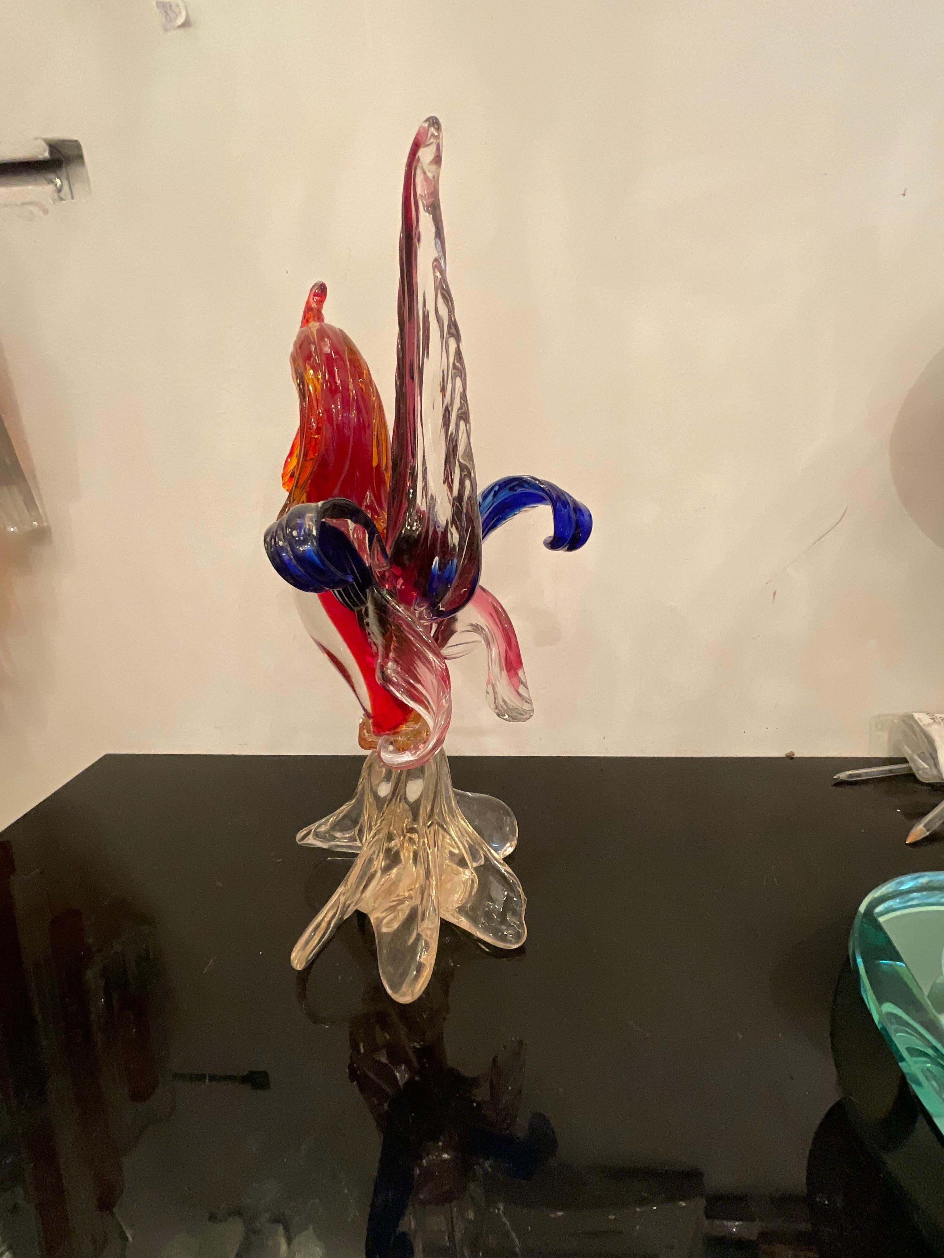 Murano glass rooster - 20th century In Good Condition For Sale In Milano, IT