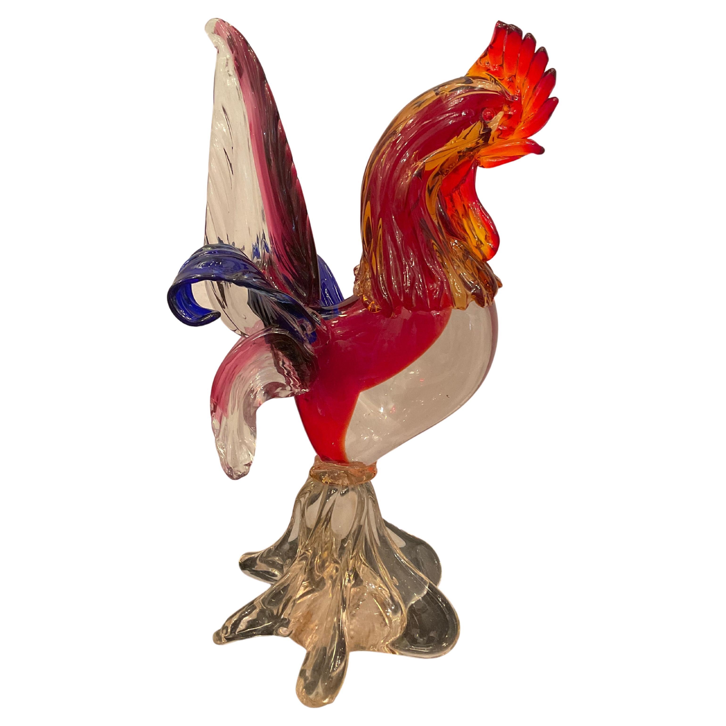 Murano glass rooster - 20th century For Sale