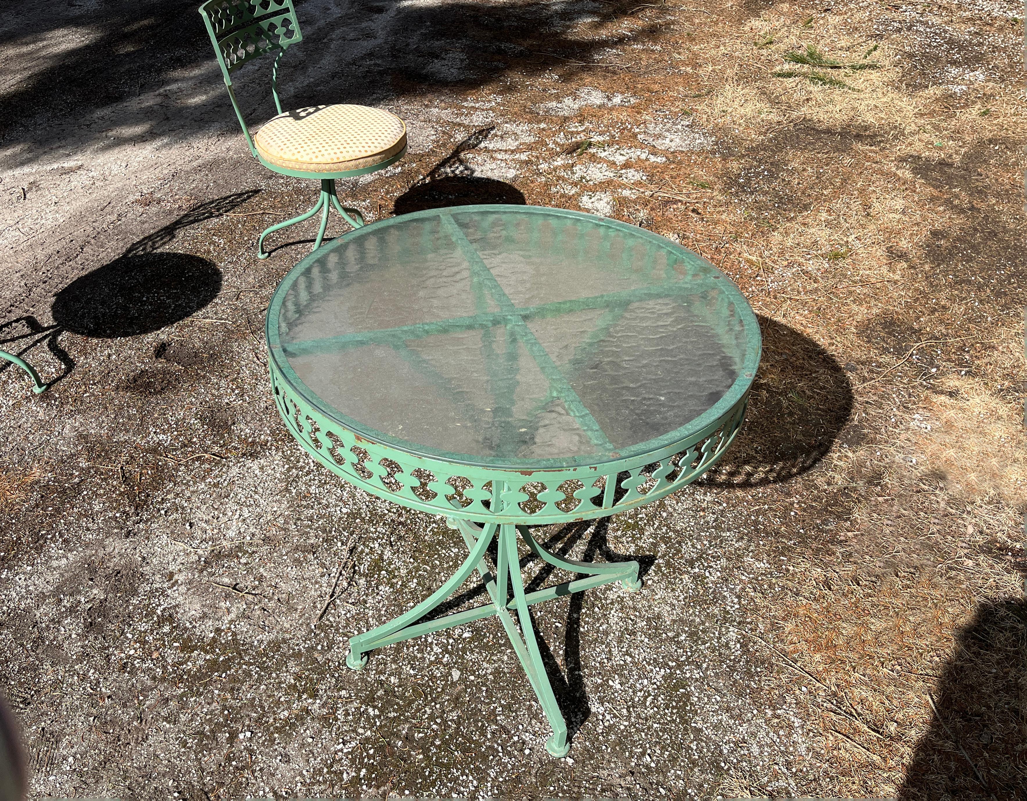 Forgé Ensemble de patio en fer forgé Gallo Iron Works, fabriqué aux États-Unis, style Salterini en vente