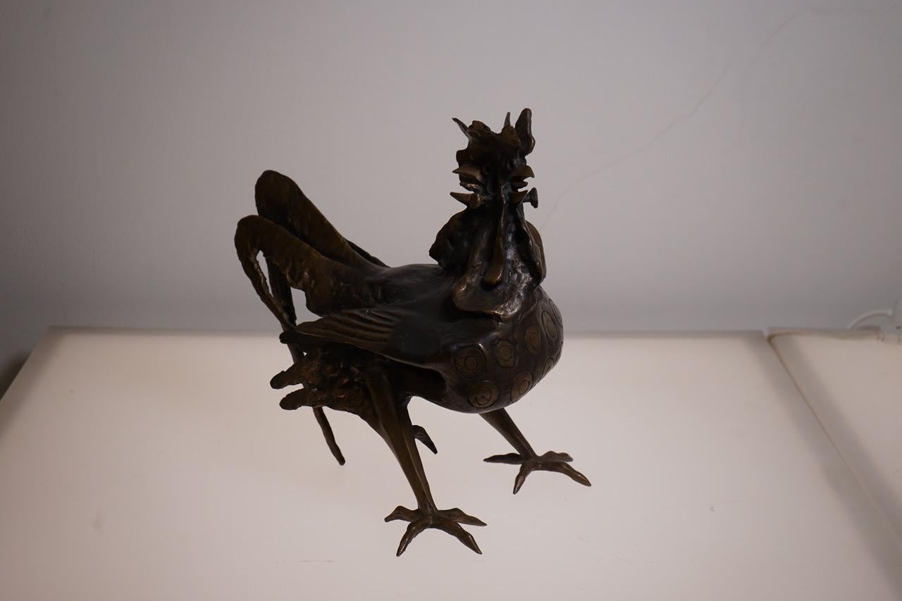 Italian Gallo Model Bronze Sculpture by Luciano Minguzzi For Sale