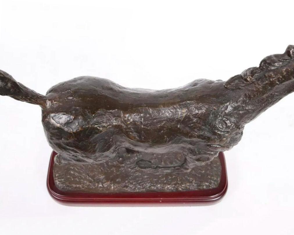 Patinated Galloping Horse Bronze Sculpture For Sale