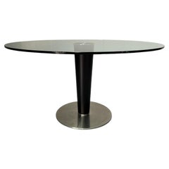 Gallotti & Radice "Upside 14" Mesa de comedor circular redonda con tapa de cristal
