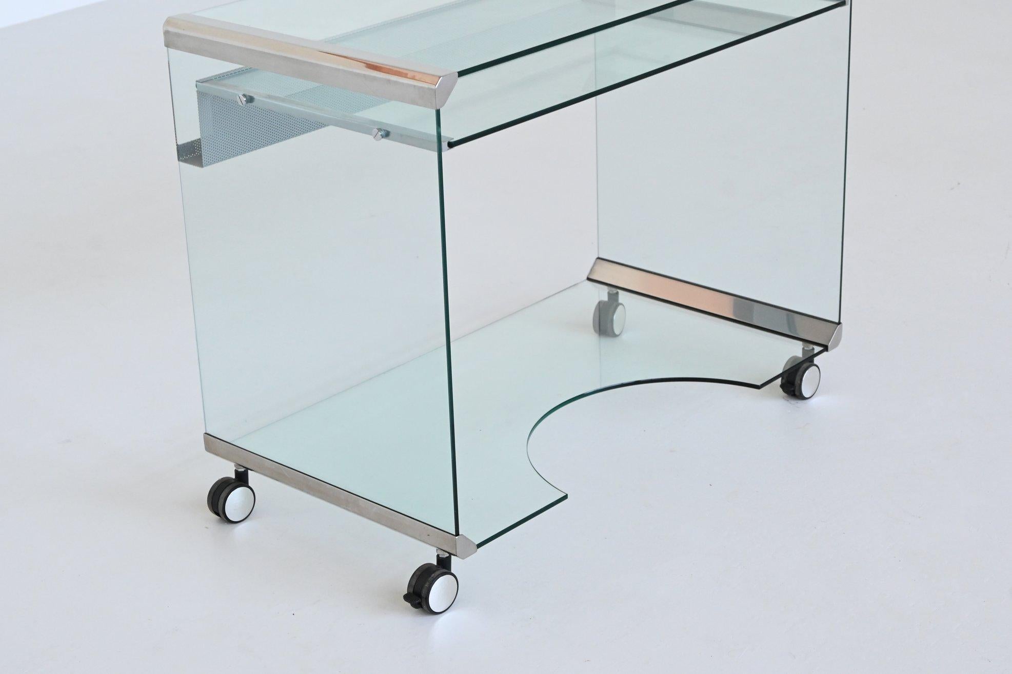 Gallotti and Radice versatile glass writing desk Italy 1970 5