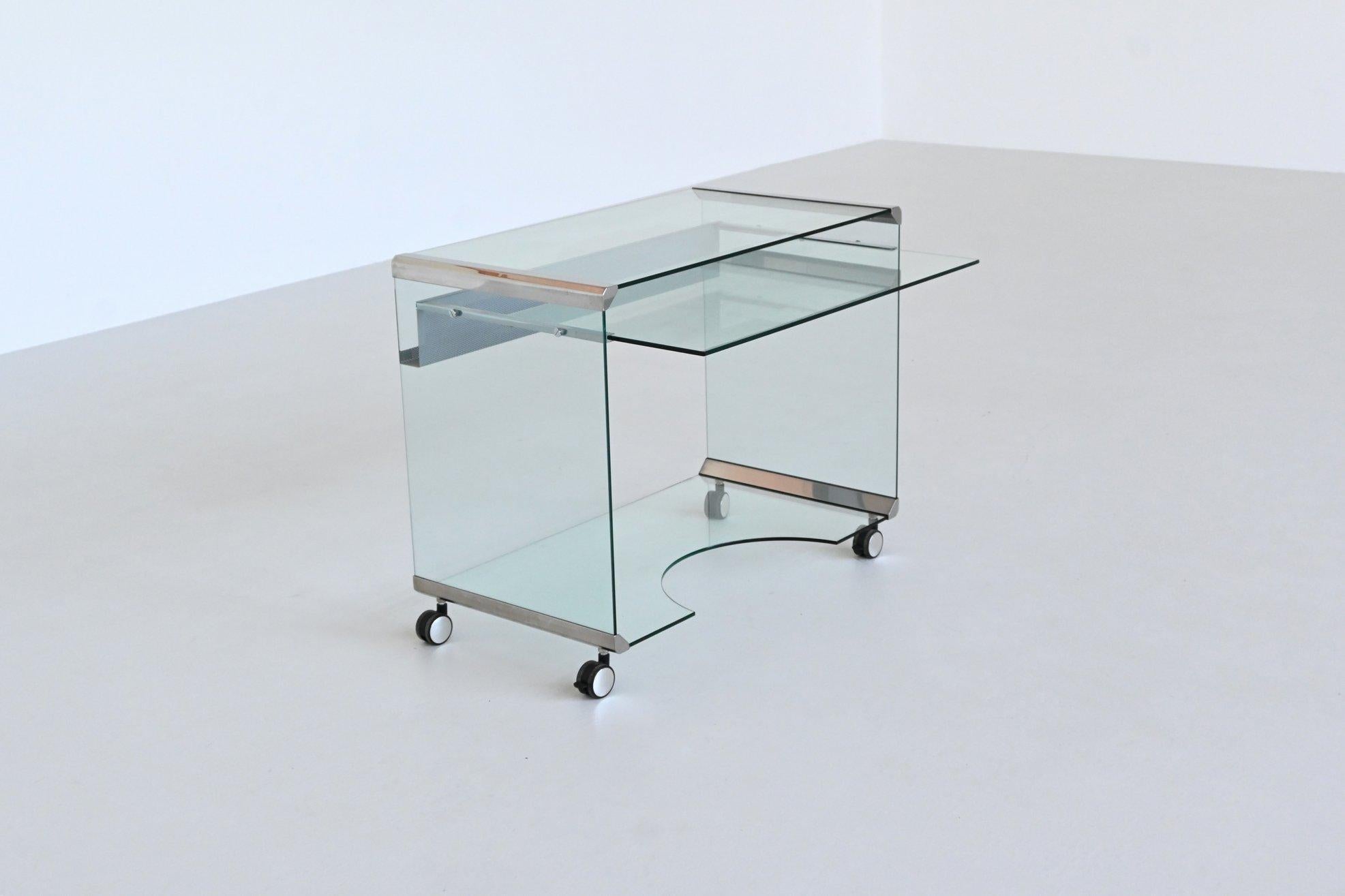 Mid-Century Modern Gallotti and Radice versatile glass writing desk Italy 1970