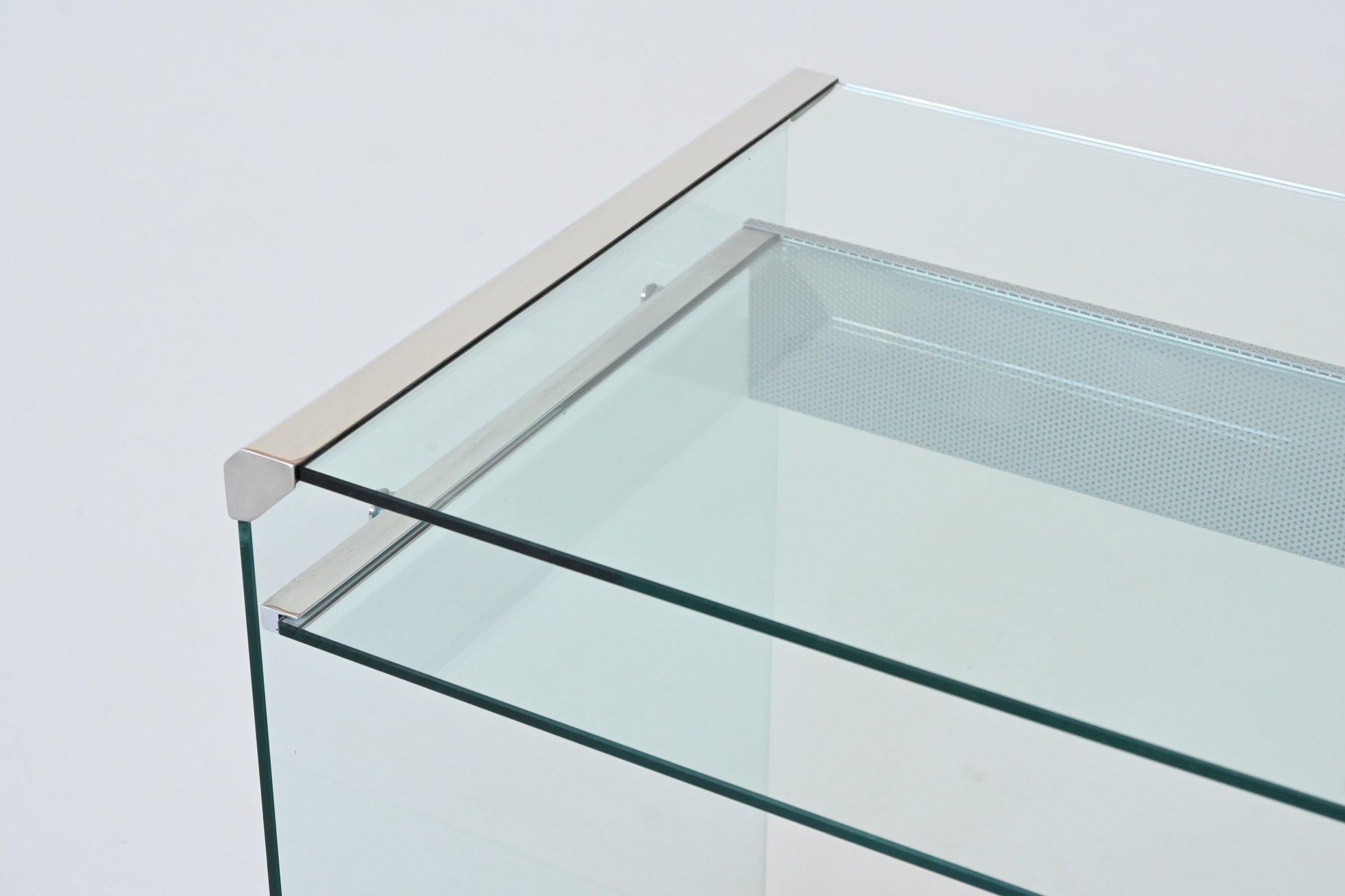 Metal Gallotti and Radice versatile glass writing desk Italy 1970