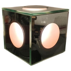 Gallotti & Radice Lampada da tavolo in vetro e metallo cromato 1970 Italia