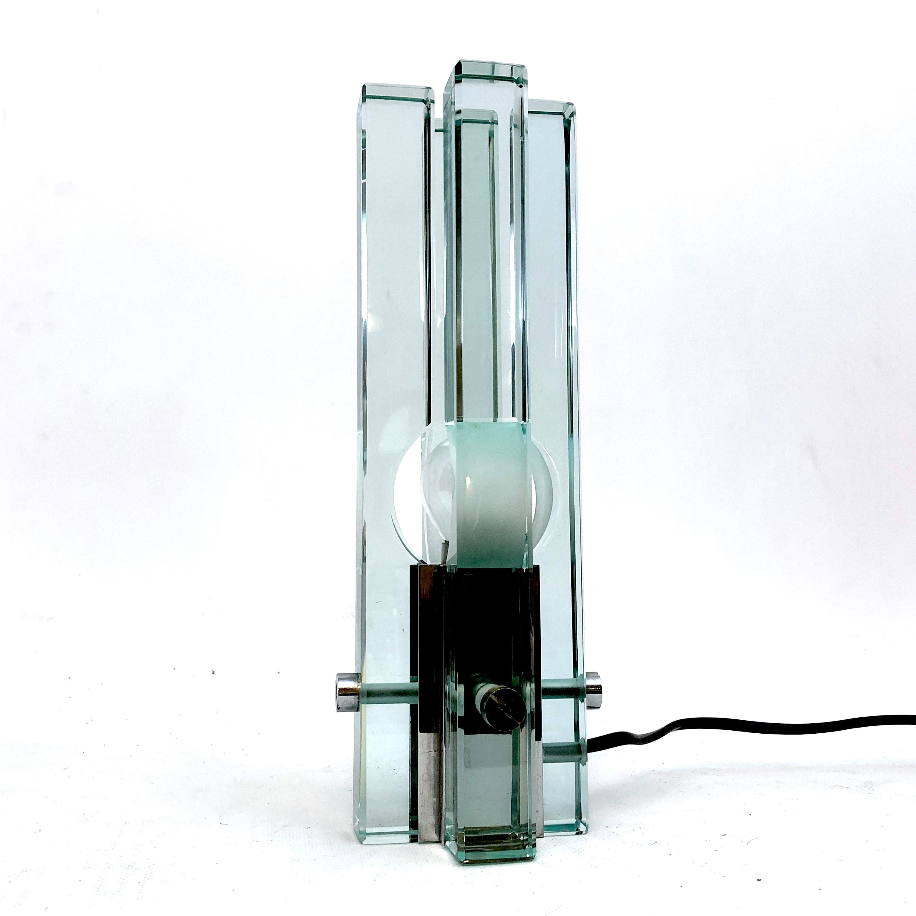Gallotti e Radice, Vintage glass table lamp from 70s For Sale 6