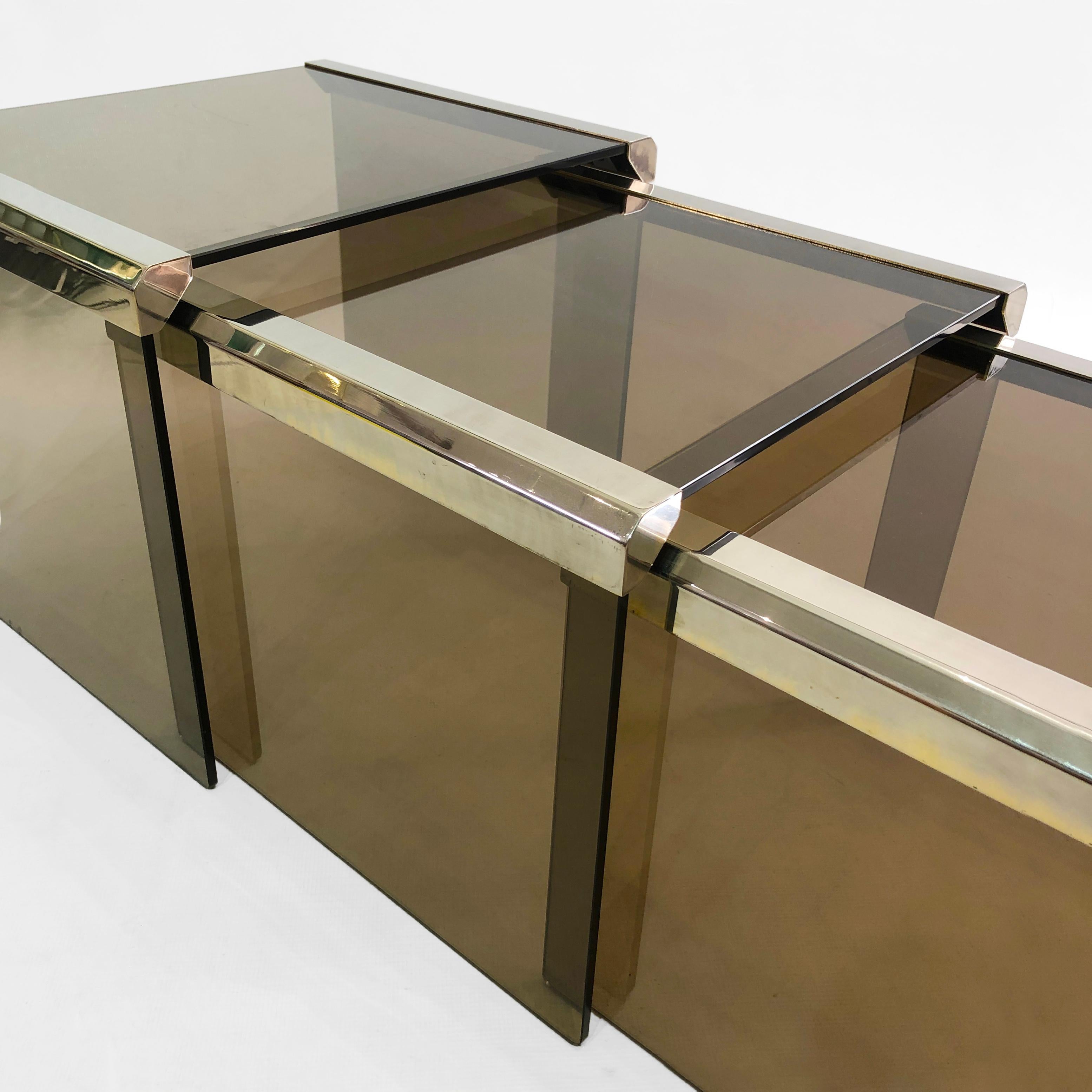 Gallotti & Radice Chrom-Rauchglas-Nesting-Tische 1980er Jahre Vintage Retro im Angebot 4