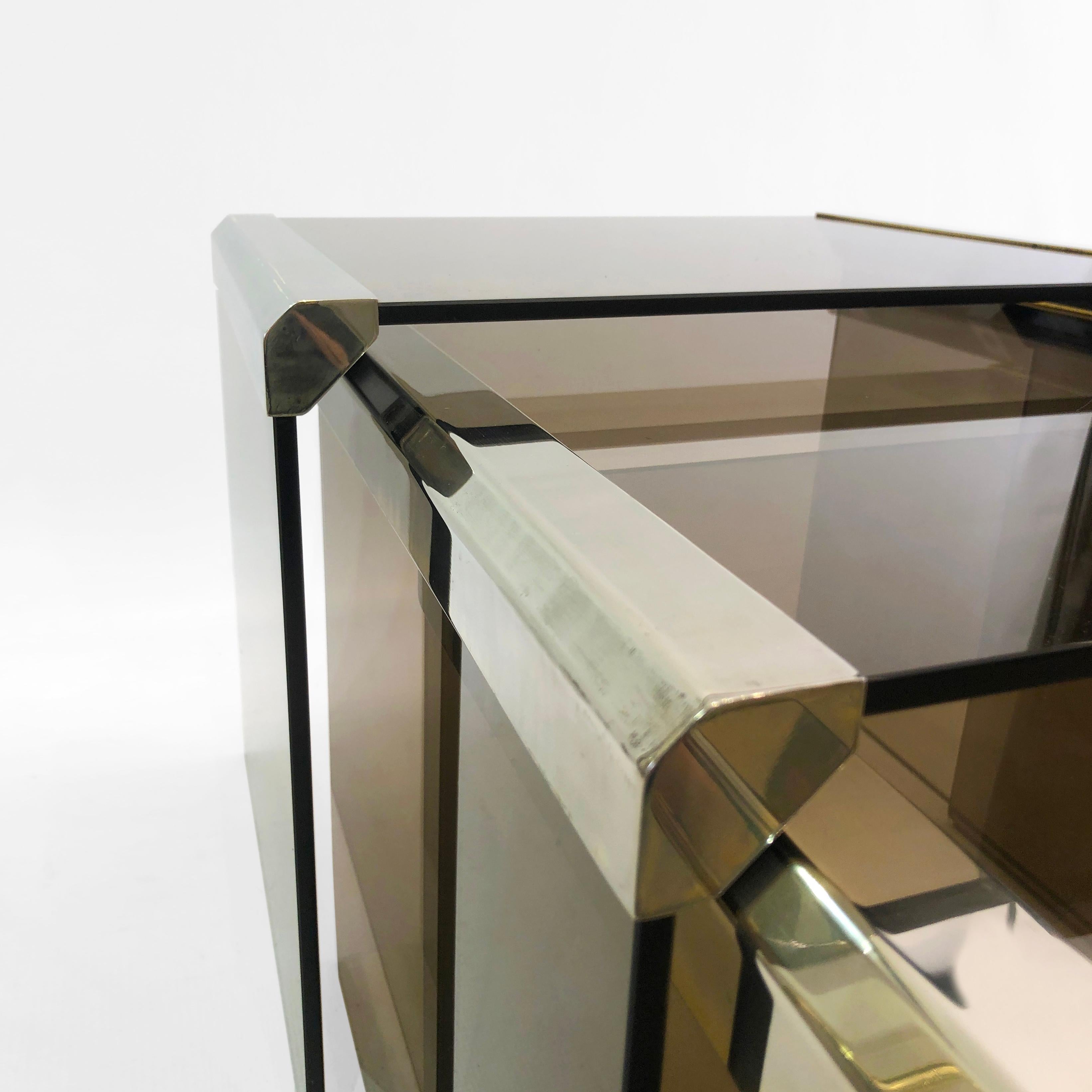 Gallotti & Radice Chrom-Rauchglas-Nesting-Tische 1980er Jahre Vintage Retro im Angebot 5