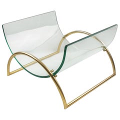 Gallotti & Radice Curved Glass Aluminum Magazine Rack Holder