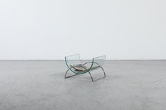 Revistero de cristal curvado y cromo de Gallotti & Radice, década de los 80