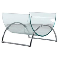 Revistero de cristal curvado y cromo de Gallotti & Radice, década de los 80