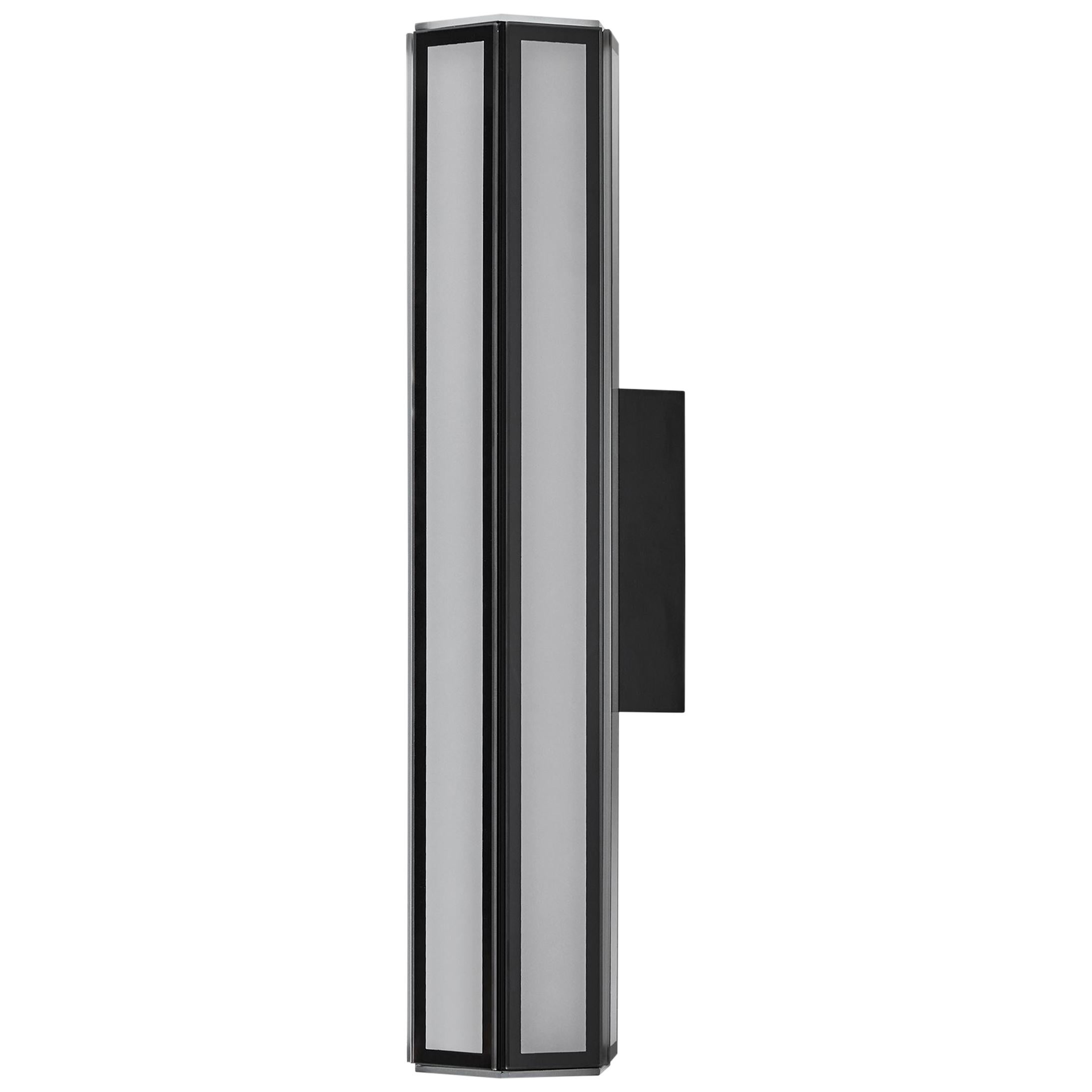 Gallotti & Radice Faceted Lanterna LED Wall Sconce Black & White Painted Glass For Sale