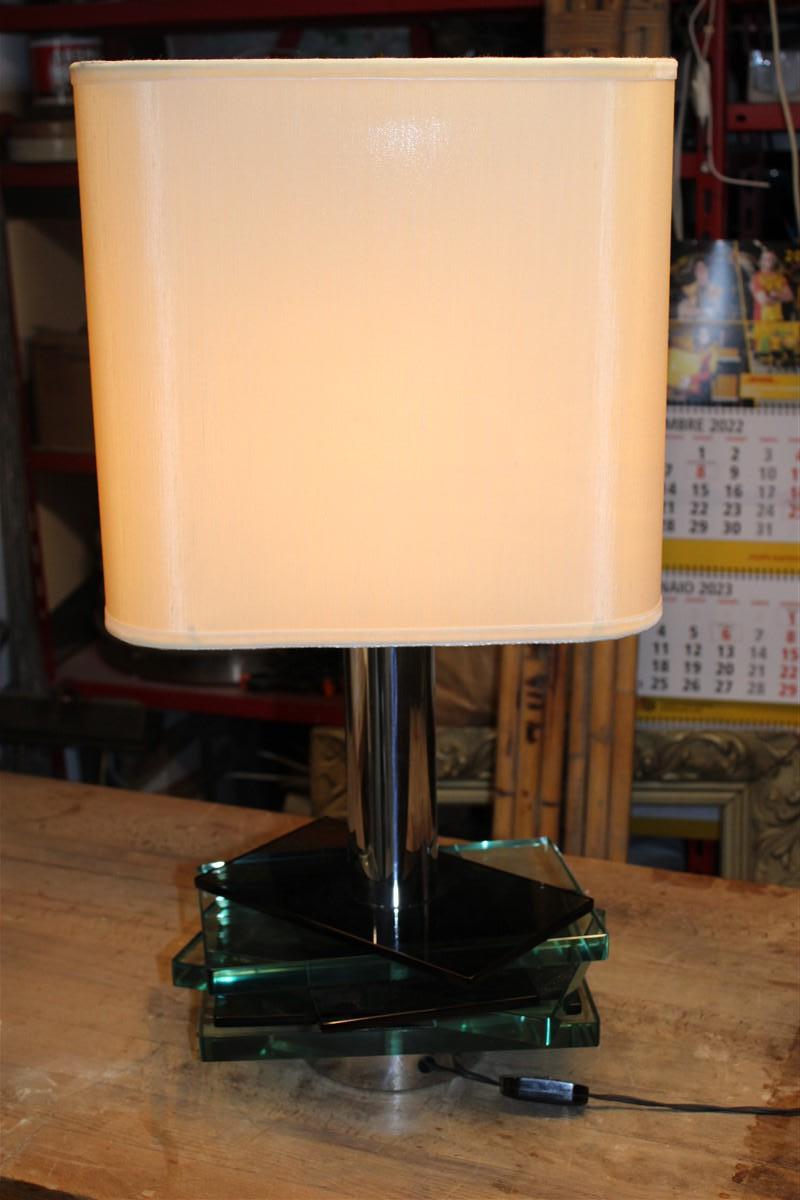 Gallotti & Radice Italian Design Table Lamp Crystall Metal Chrome 1970 Pop Art For Sale 5