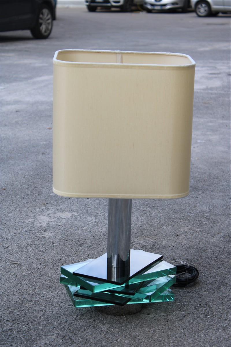 Gallotti & Radice Italian design table Lamp Crystall Metal chrome 1970 Pop Art.