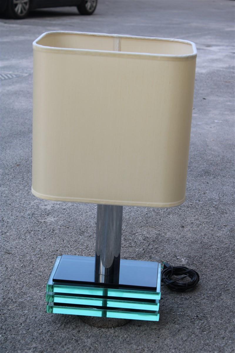 Mid-Century Modern Gallotti & Radice Italian Design Table Lamp Crystall Metal Chrome 1970 Pop Art For Sale