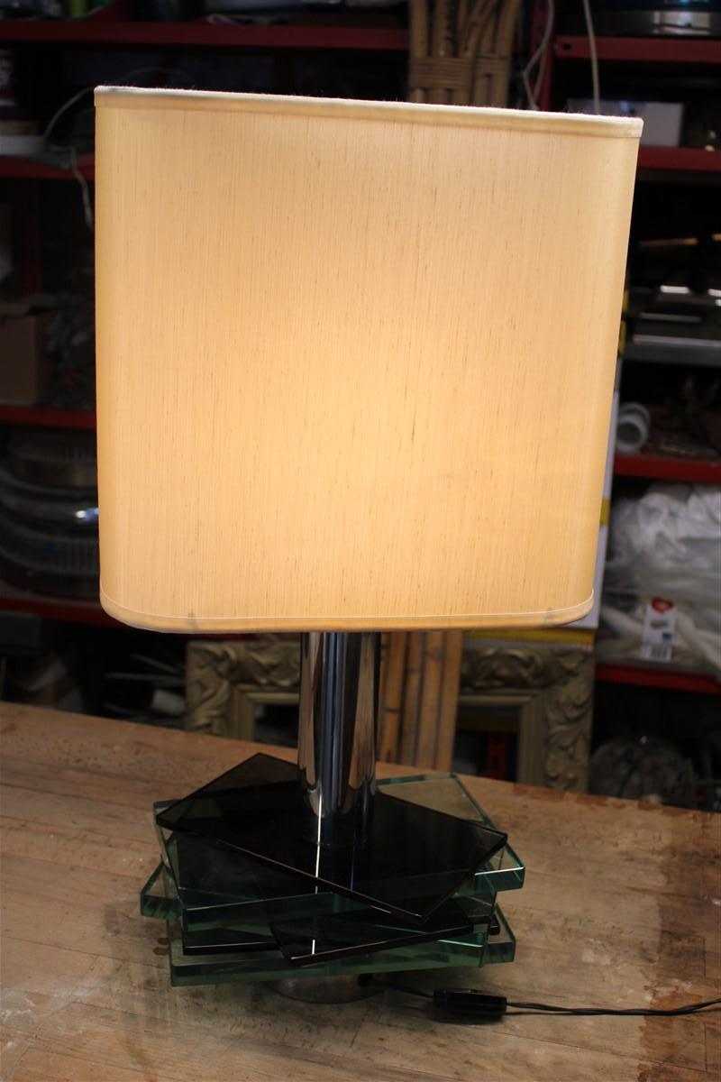 Gallotti & Radice Italian Design Table Lamp Crystall Metal Chrome 1970 Pop Art For Sale 2
