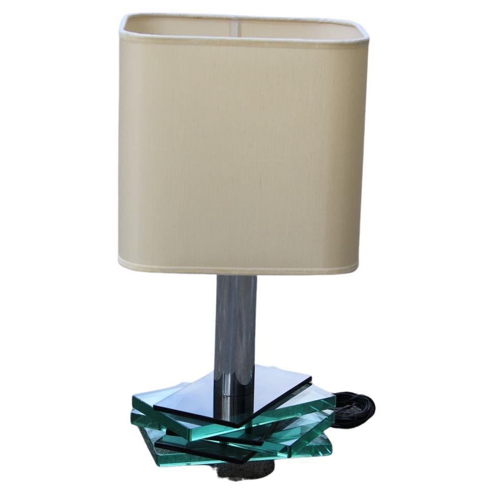 Gallotti & Radice Italian Design Table Lamp Crystall Metal Chrome 1970 Pop Art