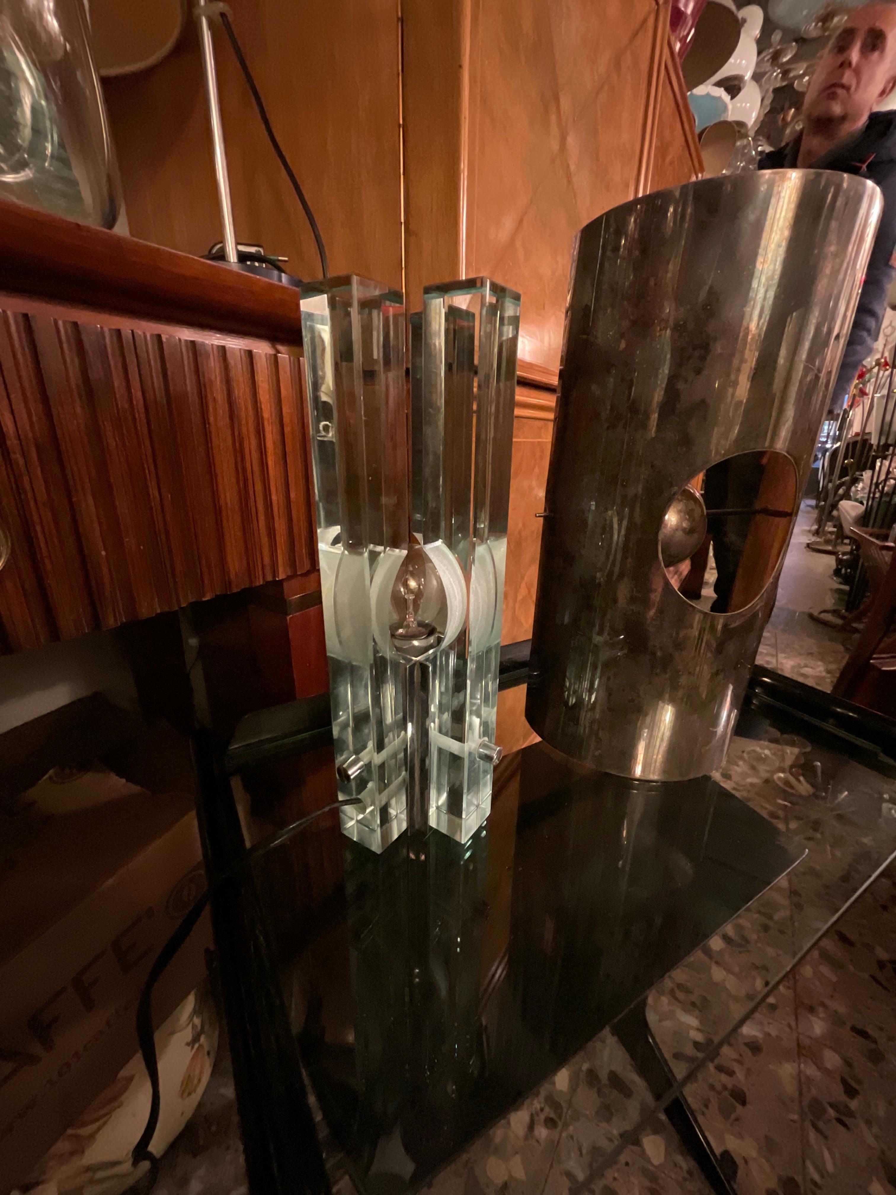 GALLOTTI & RADICE - Lampe aus Glas und Stahl - ITALIEN 1960 im Angebot 7