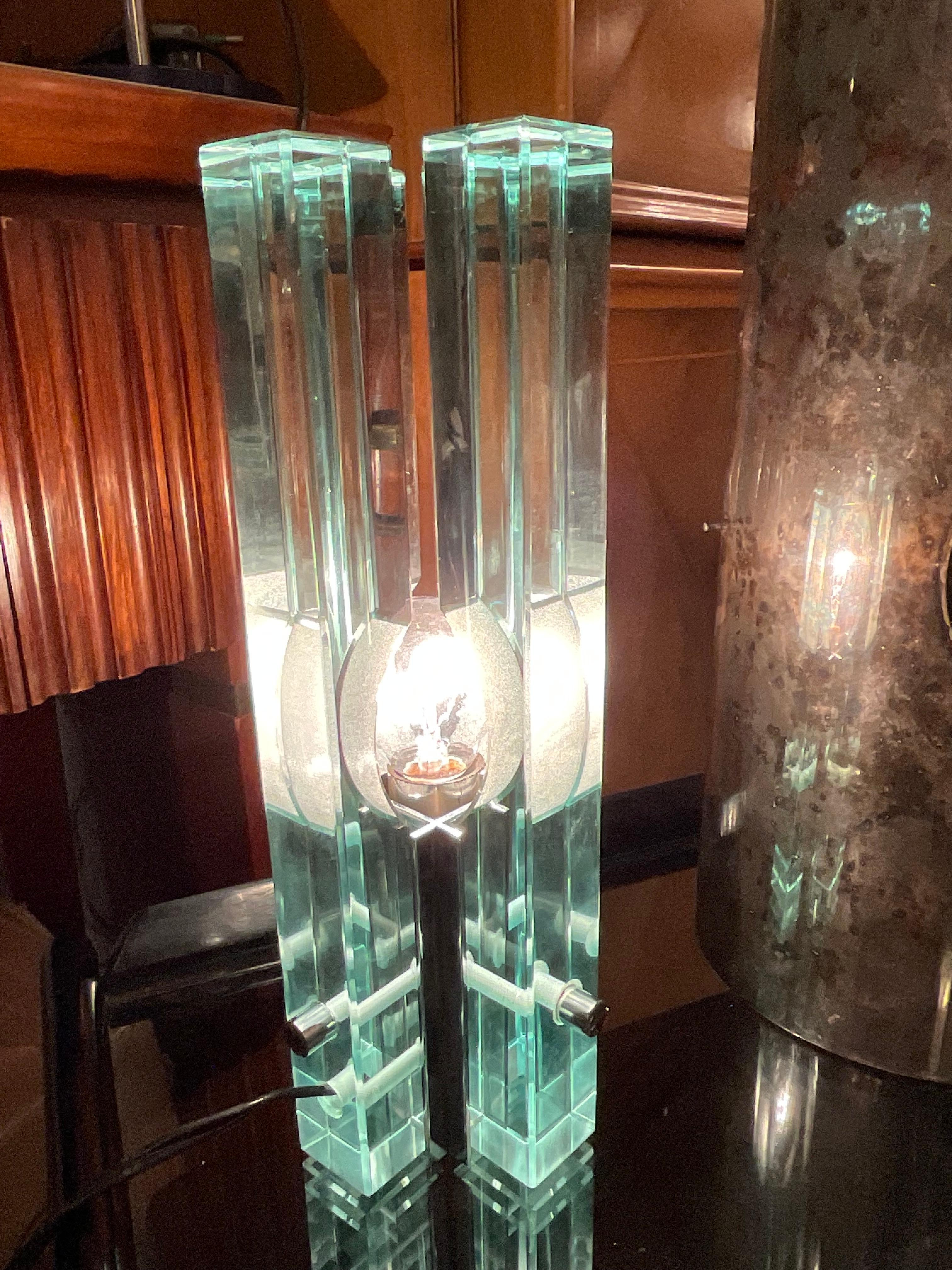 GALLOTTI & RADICE - Lampe aus Glas und Stahl - ITALIEN 1960 (Mid-20th Century) im Angebot
