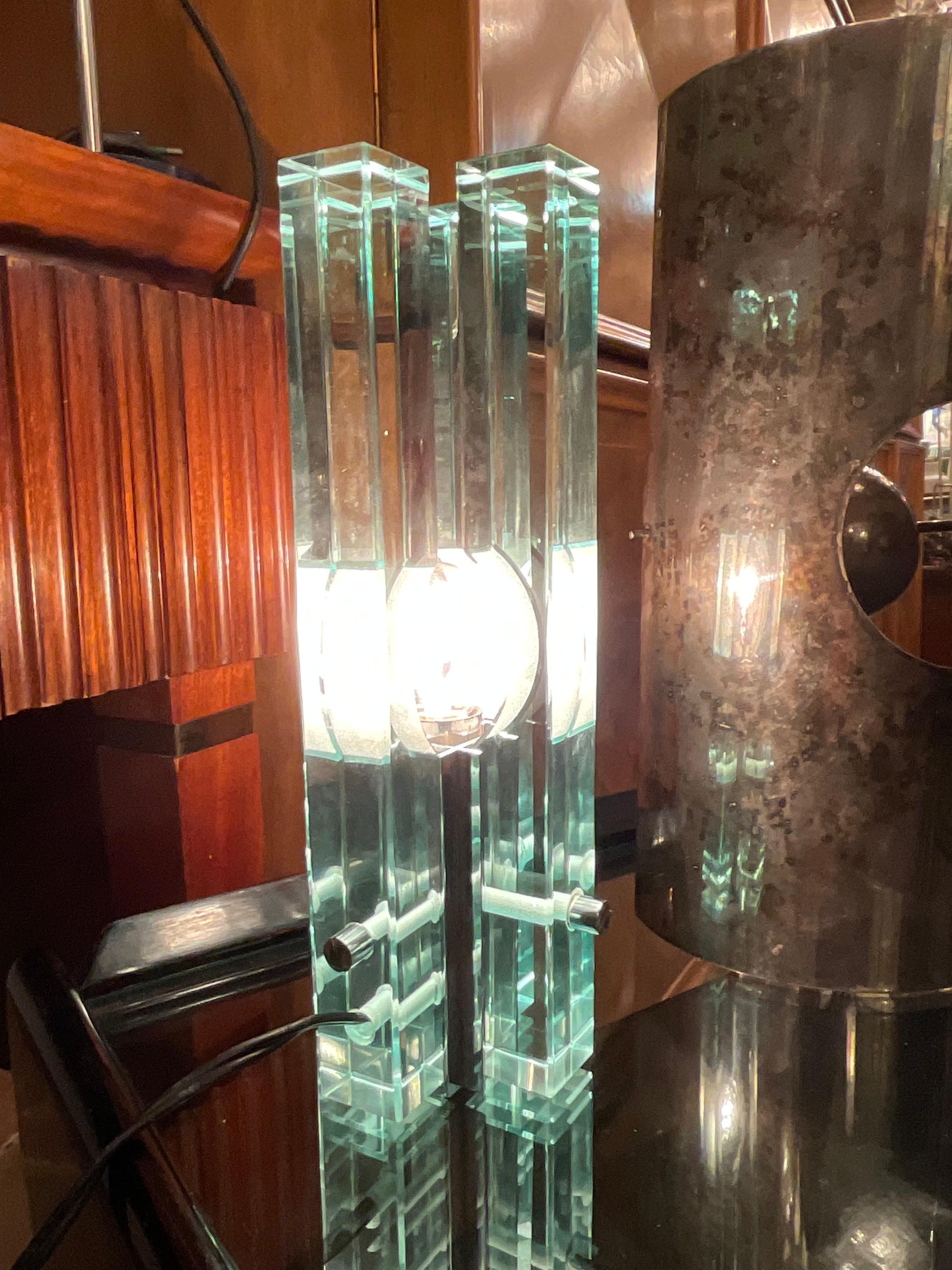 GALLOTTI & RADICE - Lampe aus Glas und Stahl - ITALIEN 1960 im Angebot 1