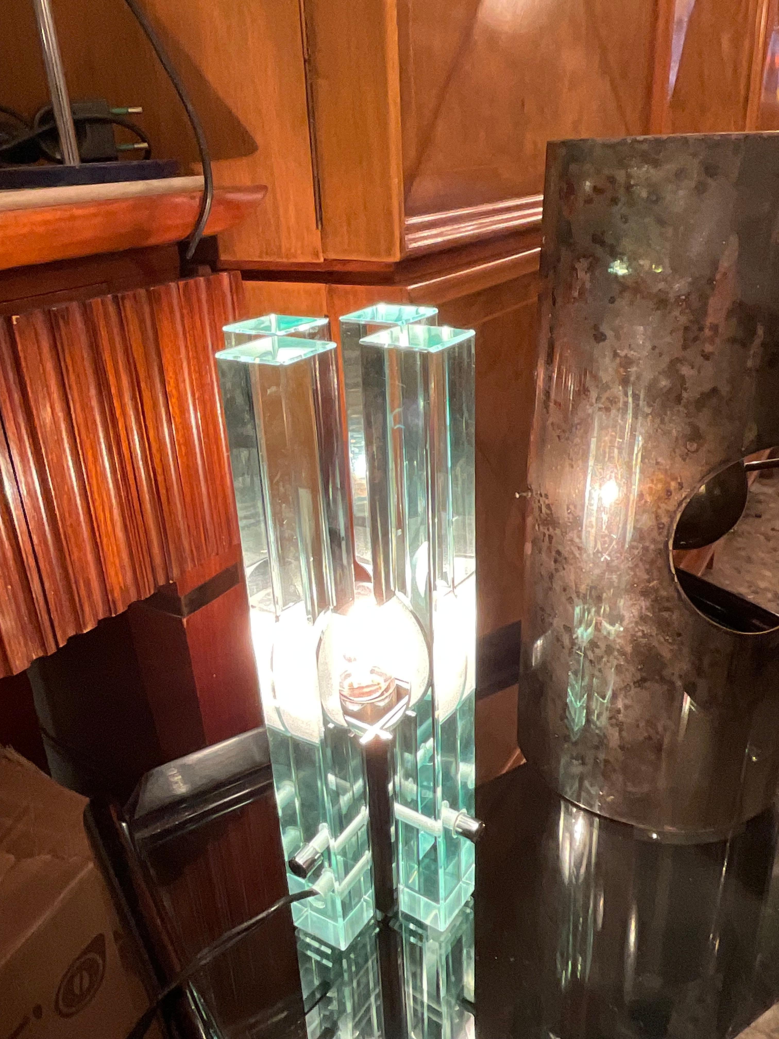 GALLOTTI & RADICE - Lampe aus Glas und Stahl - ITALIEN 1960 im Angebot 2