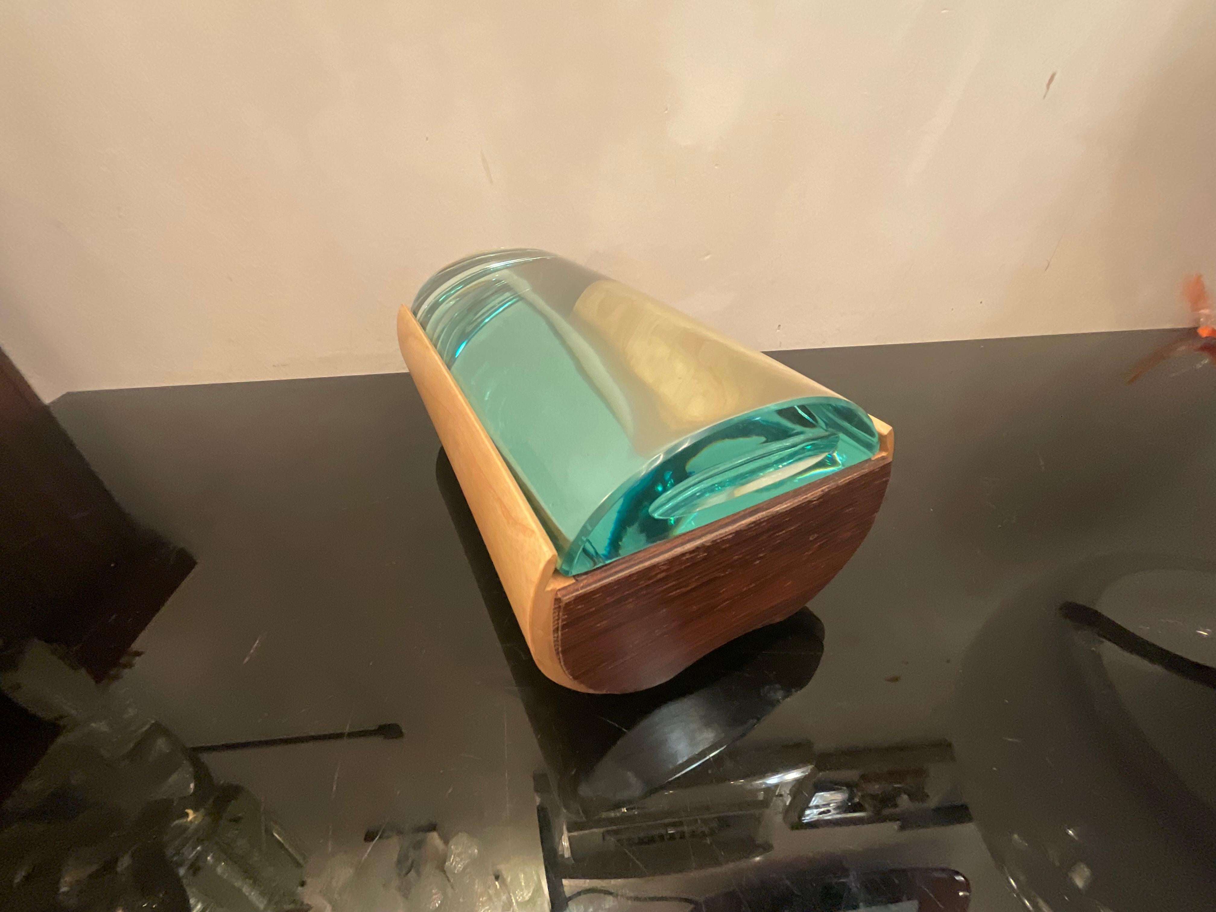 GALLOTTI & RADICE Scatola in legno e cristallo di grosso spessore ITALIA 1970 Tallado a mano