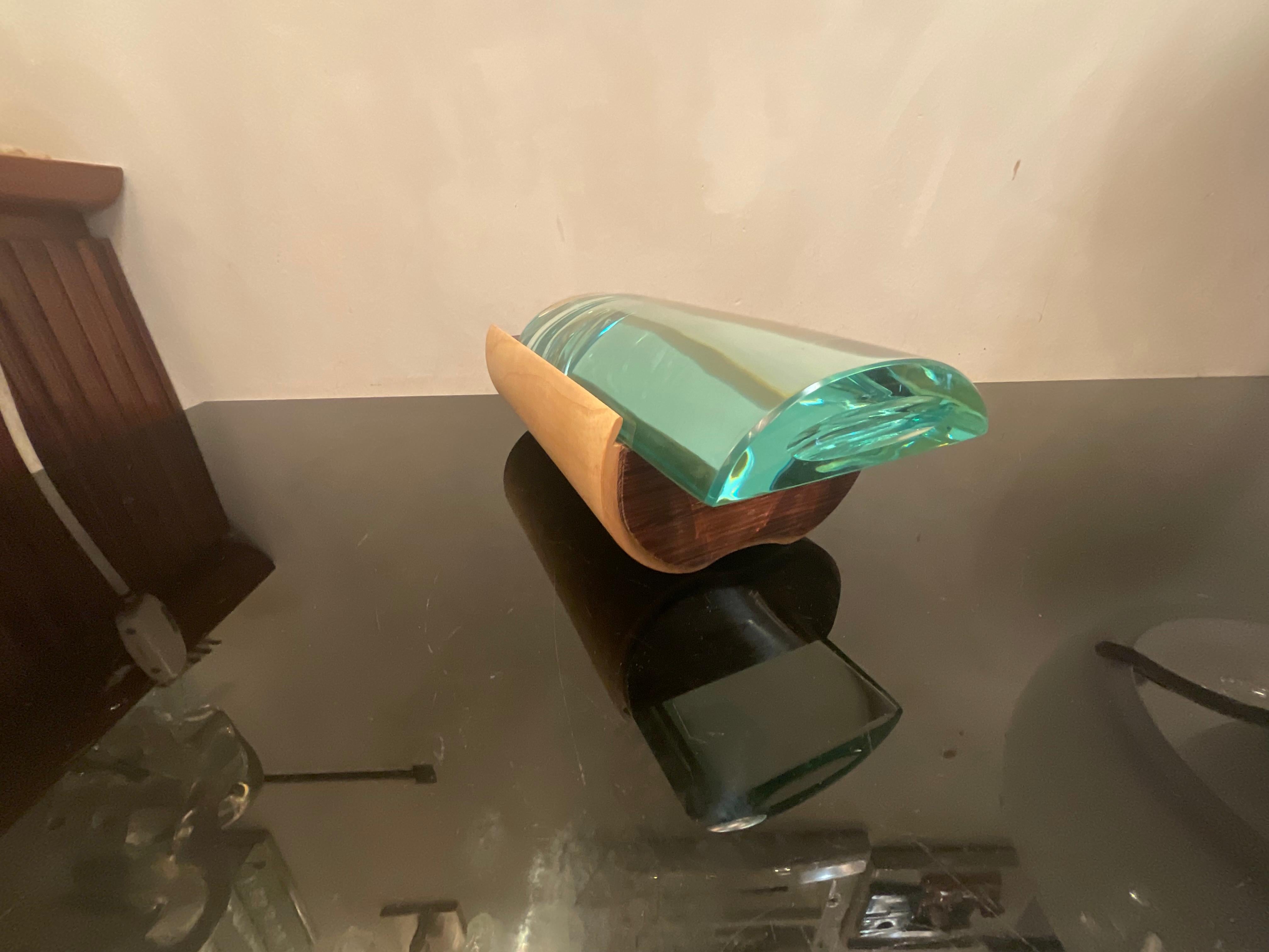 GALLOTTI & RADICE Scatola in legno e cristallo di grosso spessore ITALIA 1970 Cristal