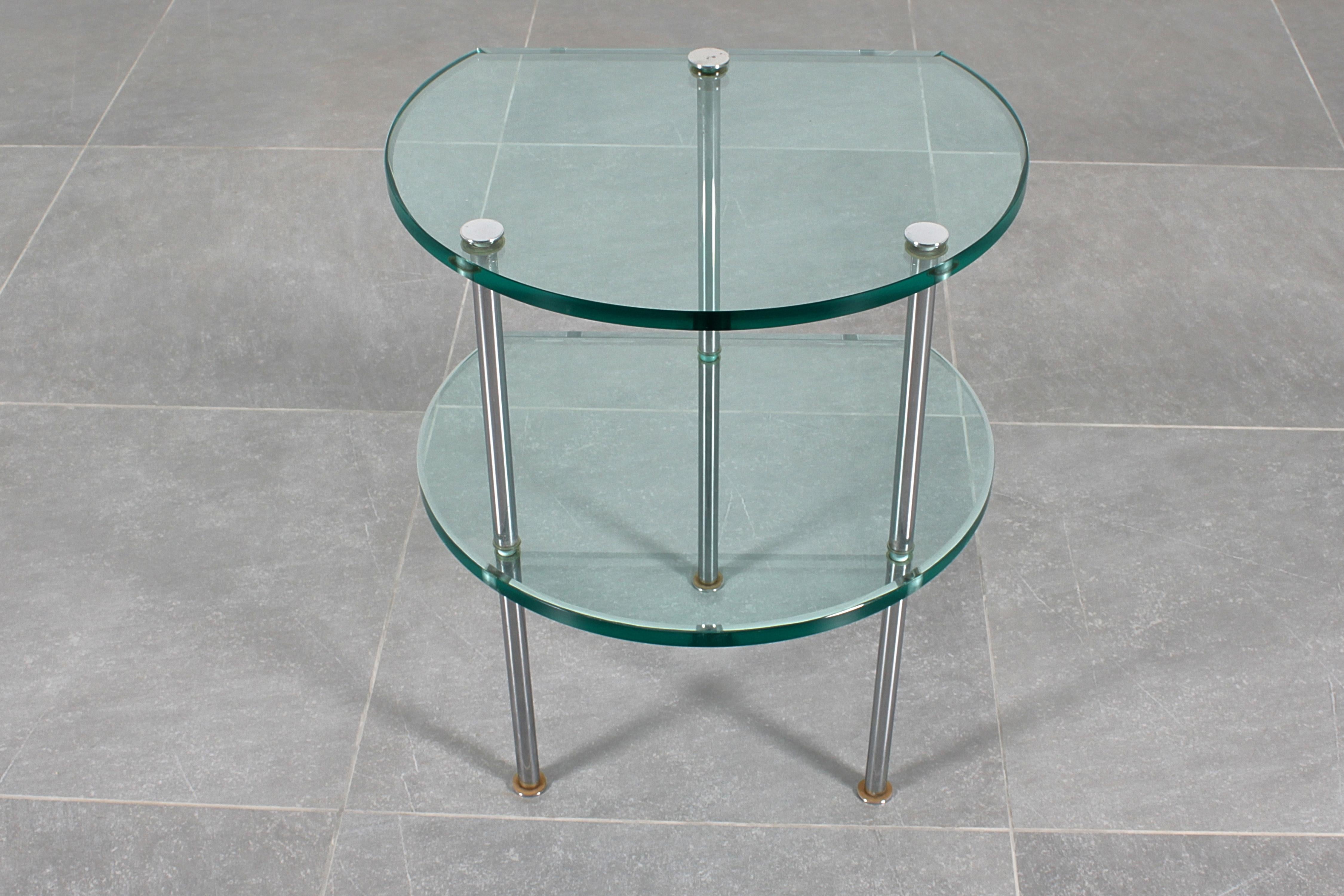 Gallotti & Radice Style Double Shelf Thick Glass Side Table 60s Italy For Sale 4