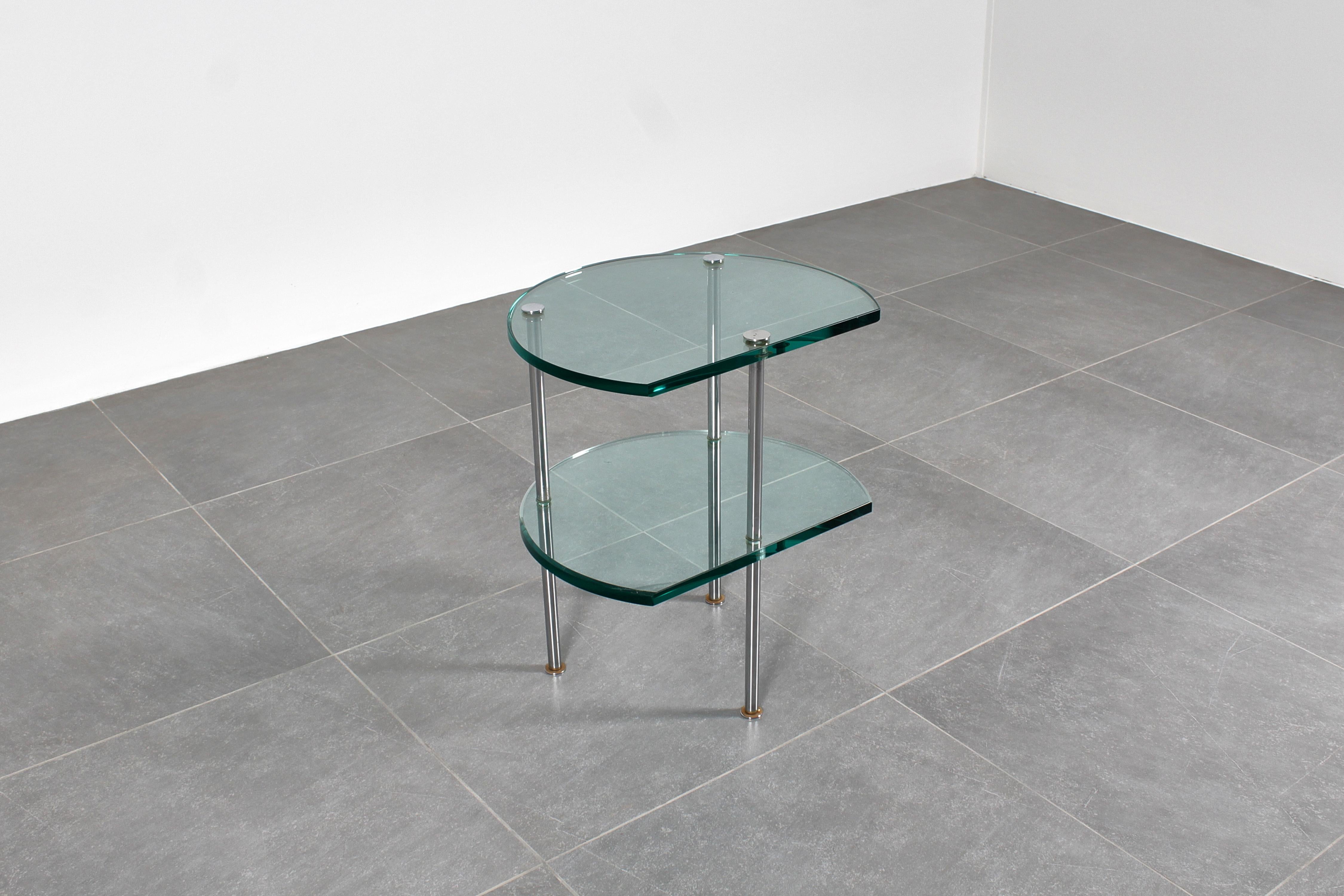 Gallotti & Radice Style Double Shelf Thick Glass Side Table 60s Italy For Sale 5