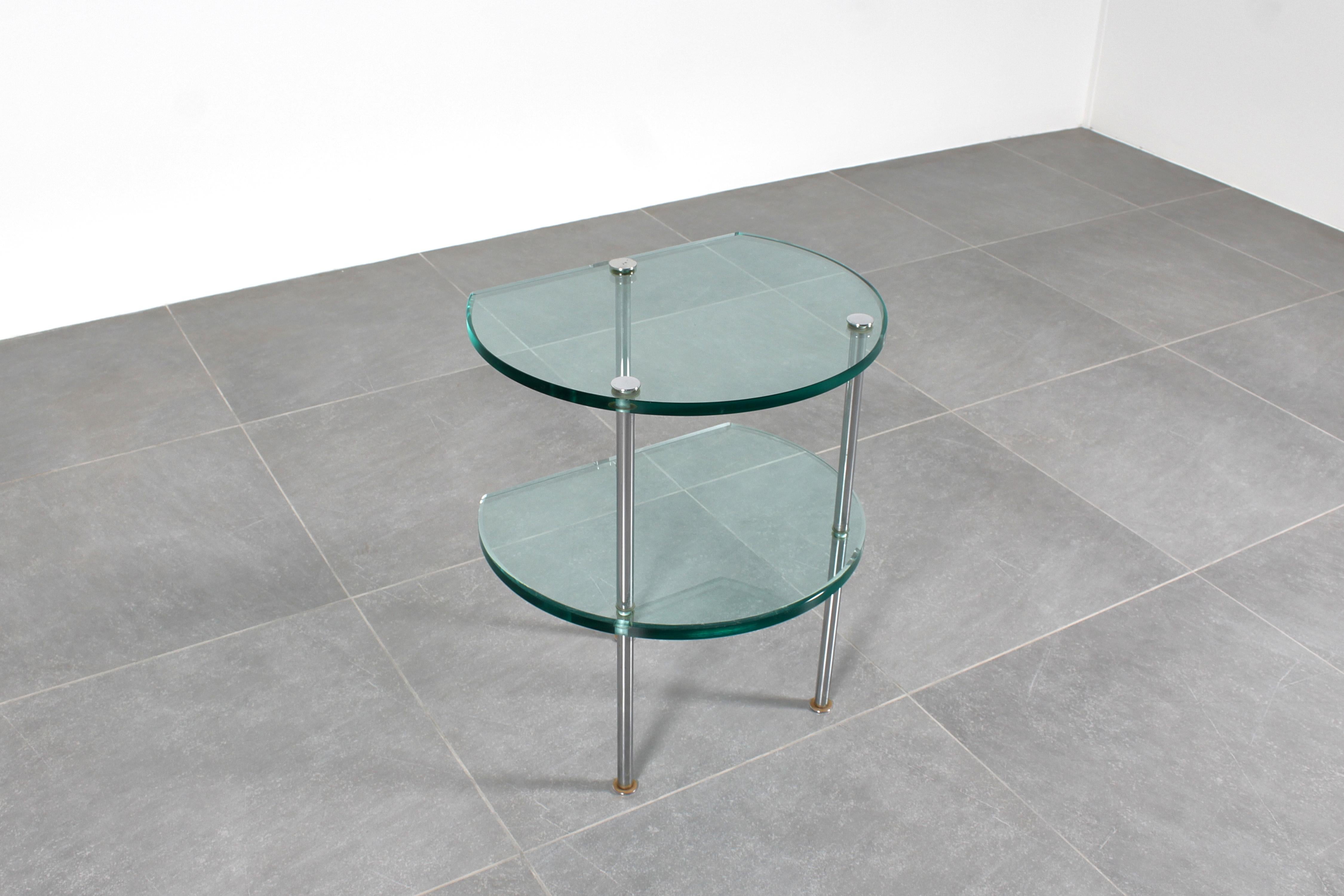 Gallotti & Radice Style Double Shelf Thick Glass Side Table 60s Italy For Sale 6