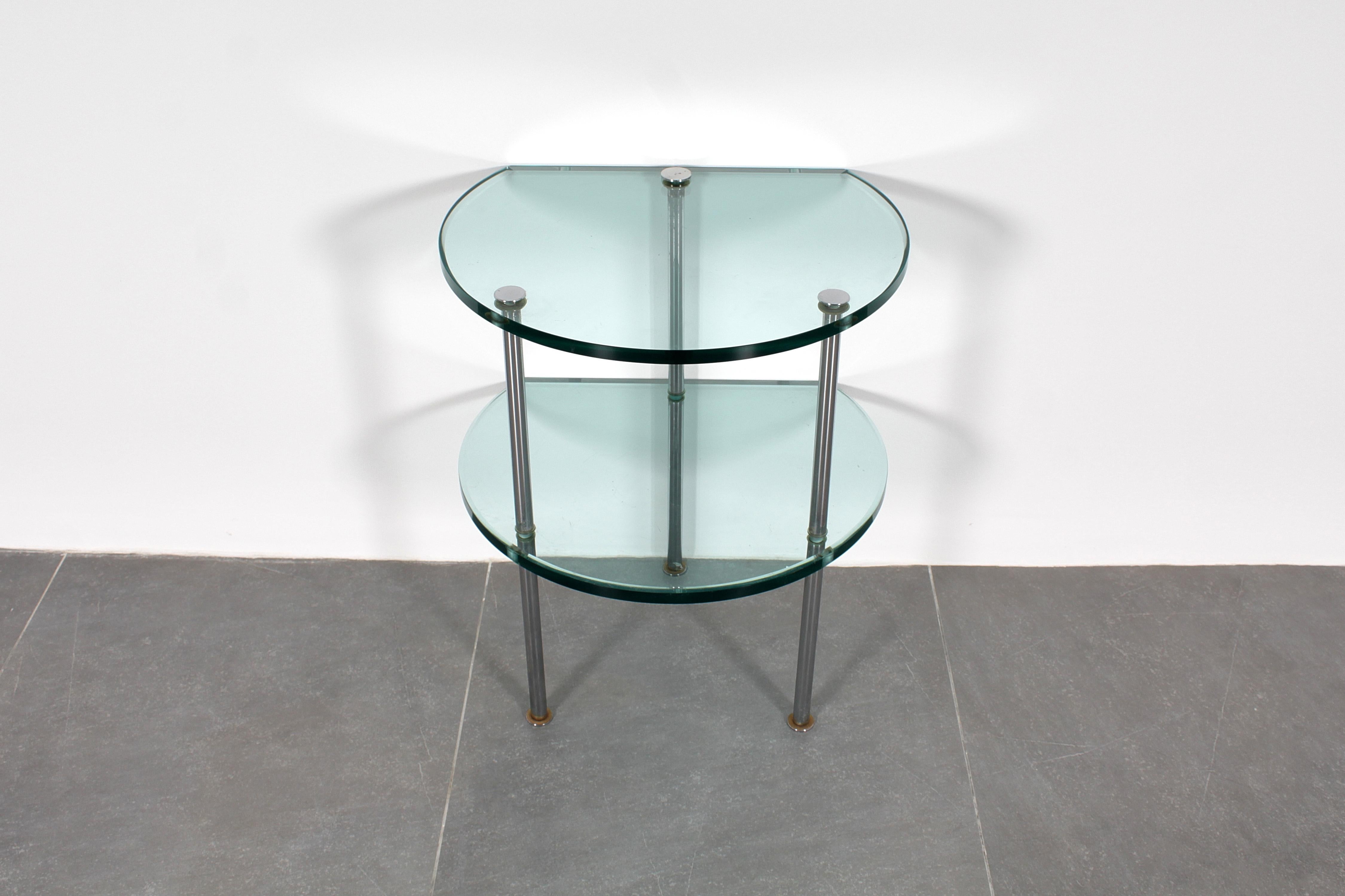 Gallotti & Radice Style Double Shelf Thick Glass Side Table 60s Italy For Sale 7