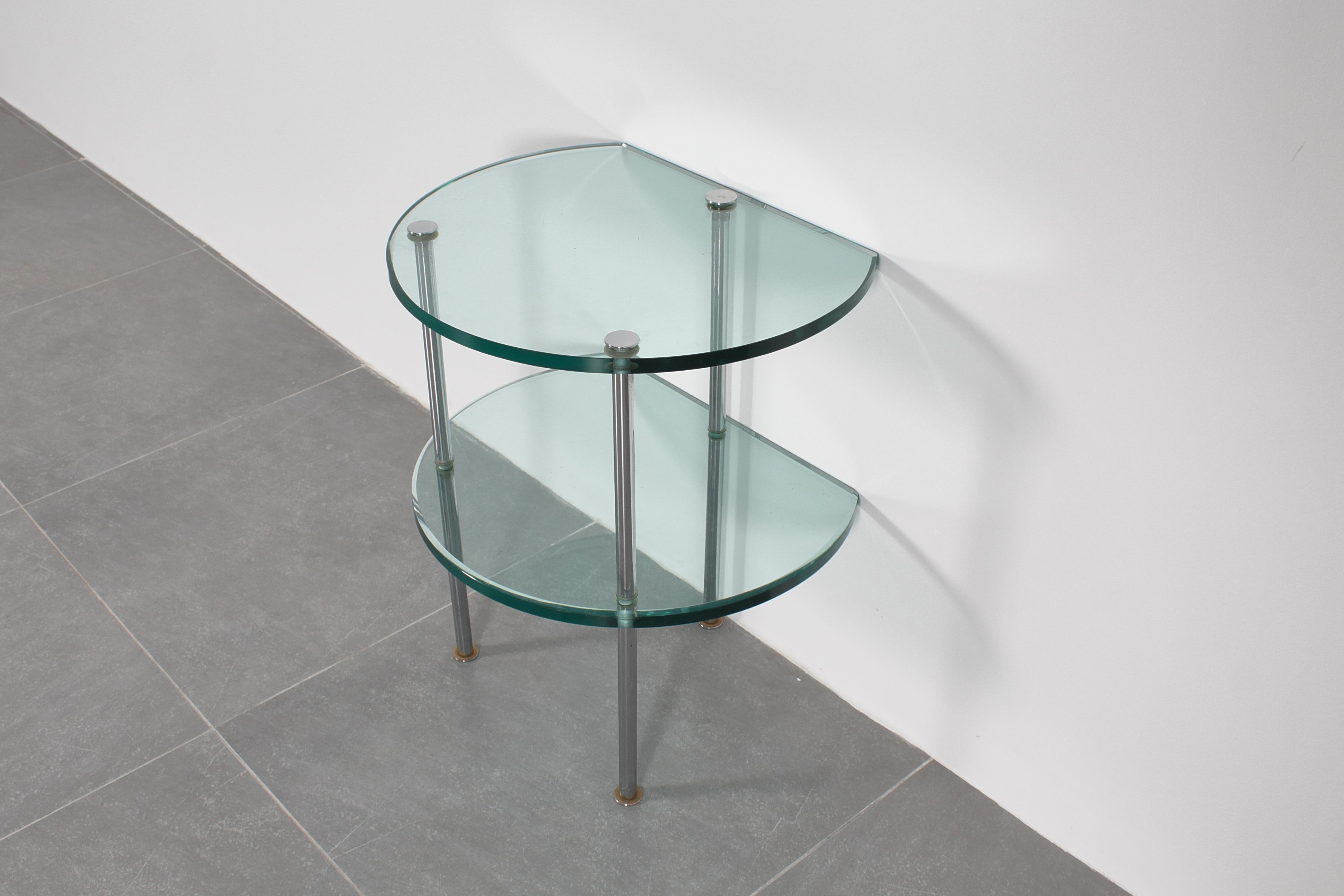 Gallotti & Radice Style Double Shelf Thick Glass Side Table 60s Italy For Sale 8