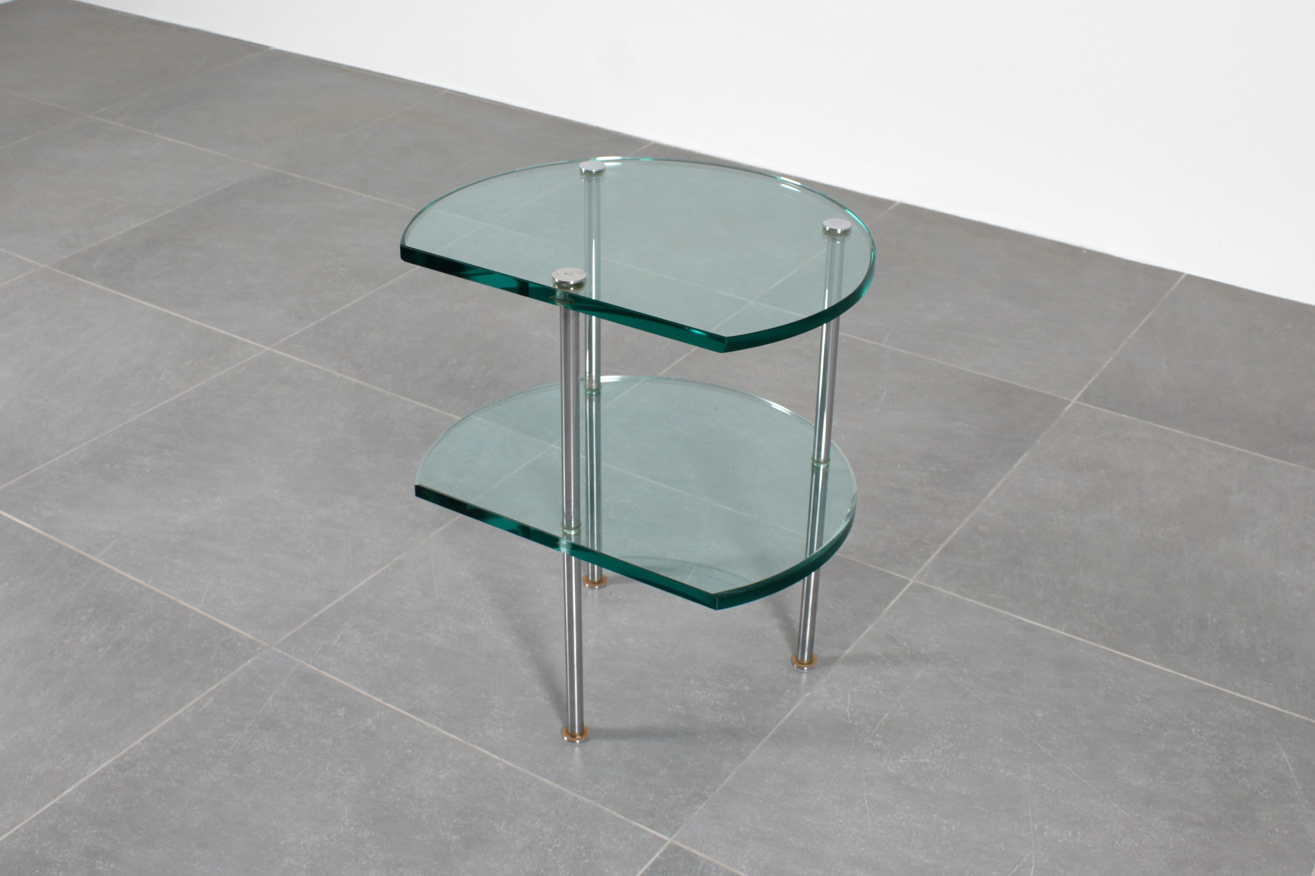 Gallotti & Radice Style Double Shelf Thick Glass Side Table 60s Italy For Sale 2
