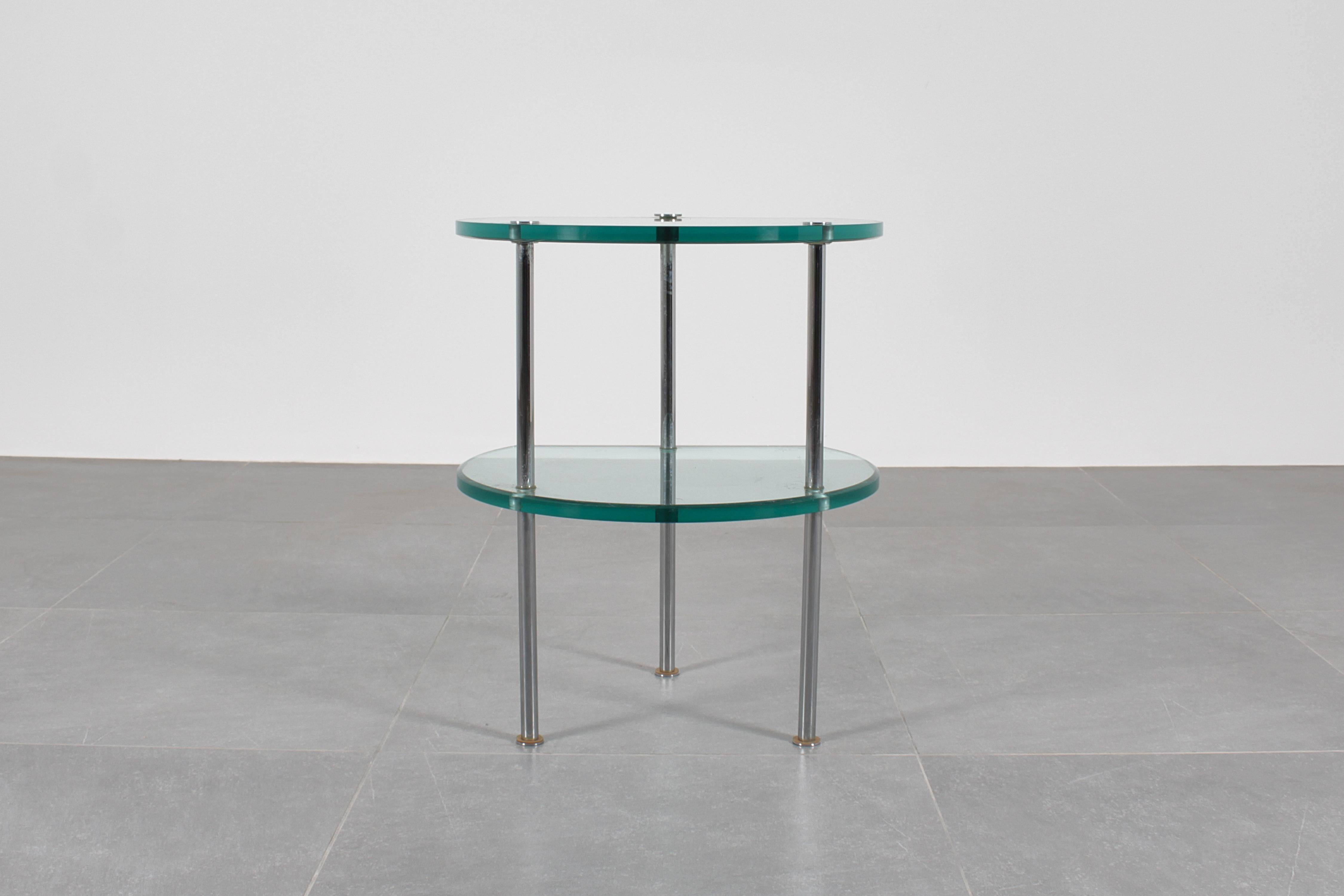 Gallotti & Radice Style Double Shelf Thick Glass Side Table 60s Italy For Sale 3
