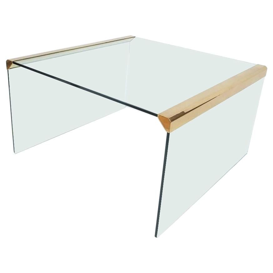 Table basse Gallotti & Radice T35 en laiton et verre fumé