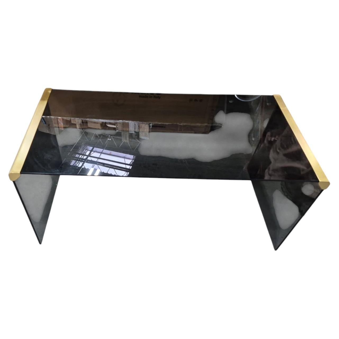 Gallotti & Radice T35 Smoked Glass Brass Coffee Table
