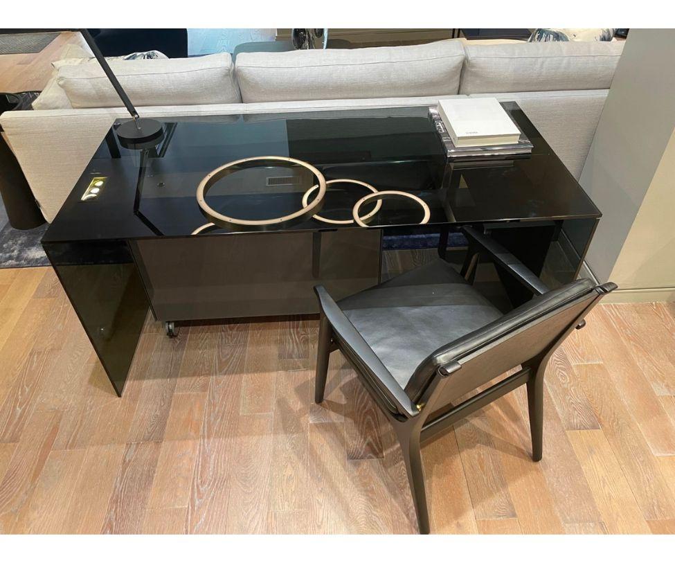 Modern Gallotti&Radice Air Desk in Smoked Glass by Pinuccio Borgonova Floor Sample