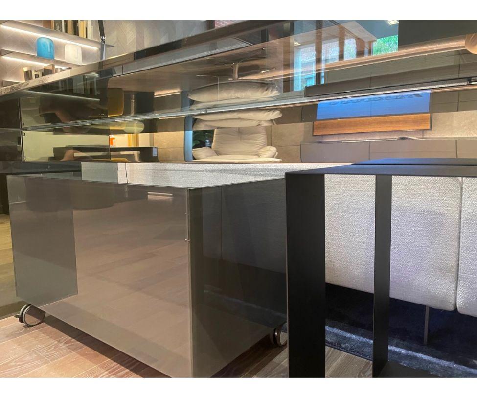 Contemporary Gallotti&Radice Air Desk in Smoked Glass by Pinuccio Borgonova Floor Sample