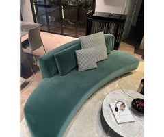 Gallotti&Radice Audrey Curved Sage Green Velvet Sofa