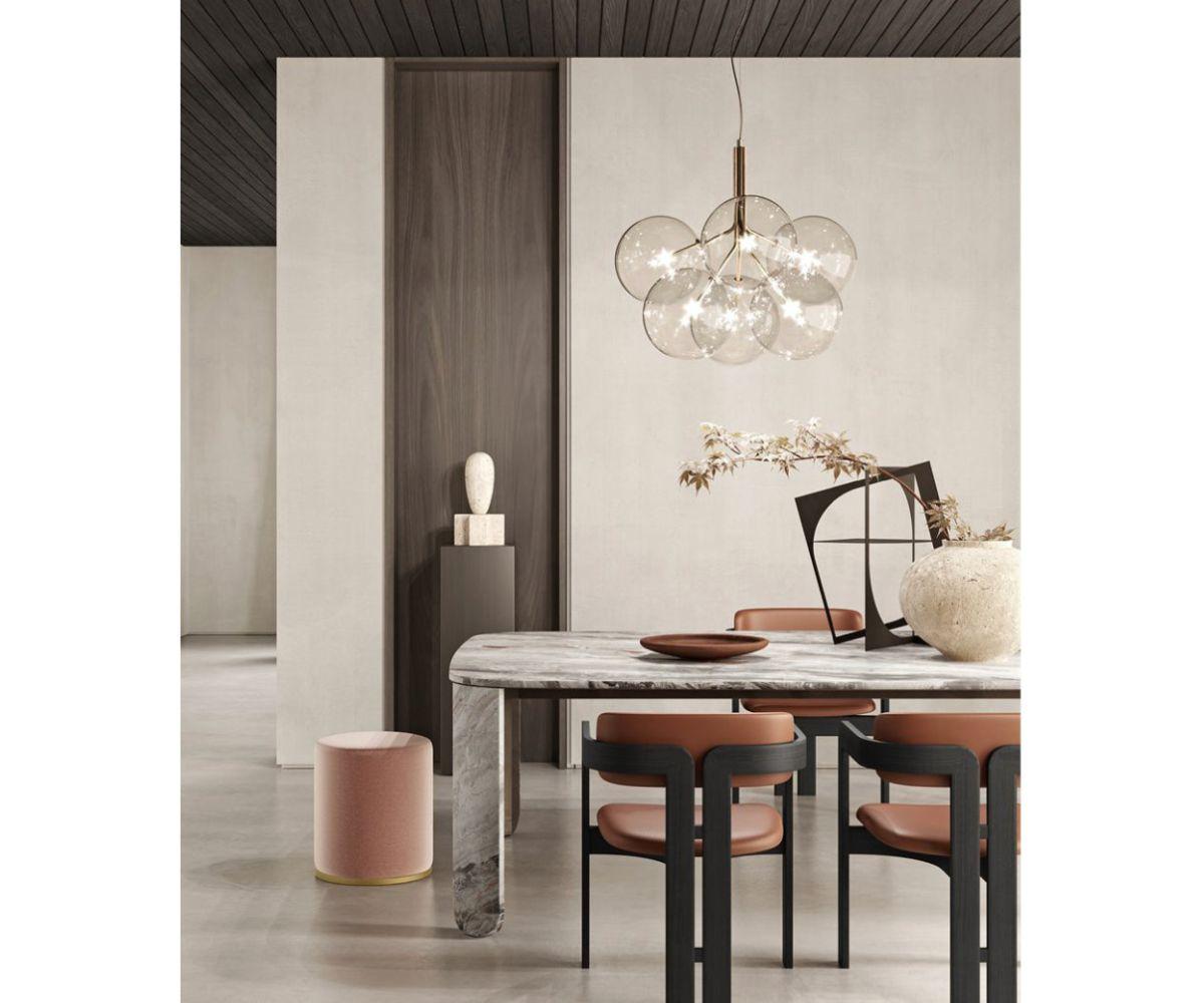 Italian Gallotti&Radice Bolle Glass Pendant in Hand Burnished Brass For Sale