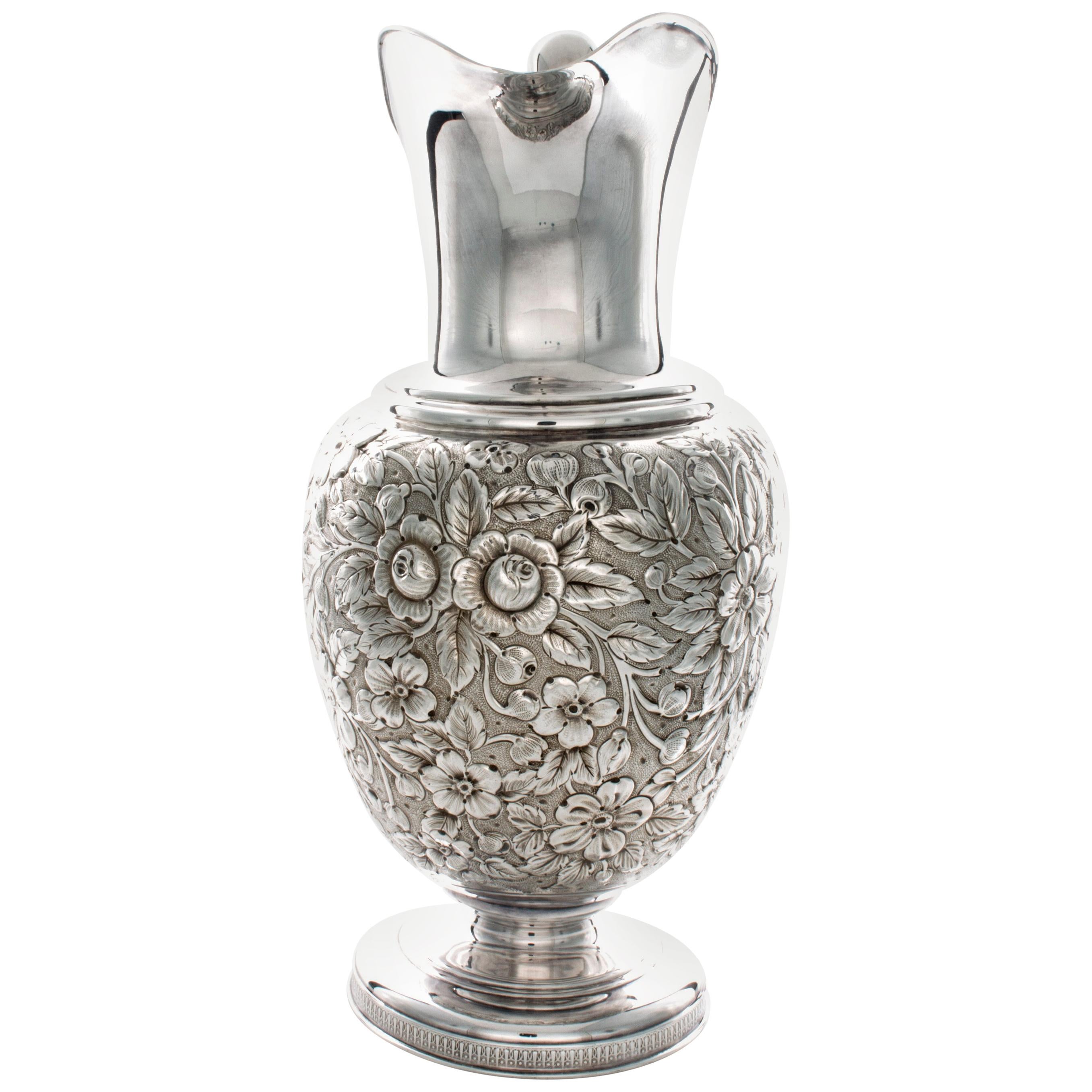 Galmer Sterling "Flowers" Pattern Large Pitcher For Sale