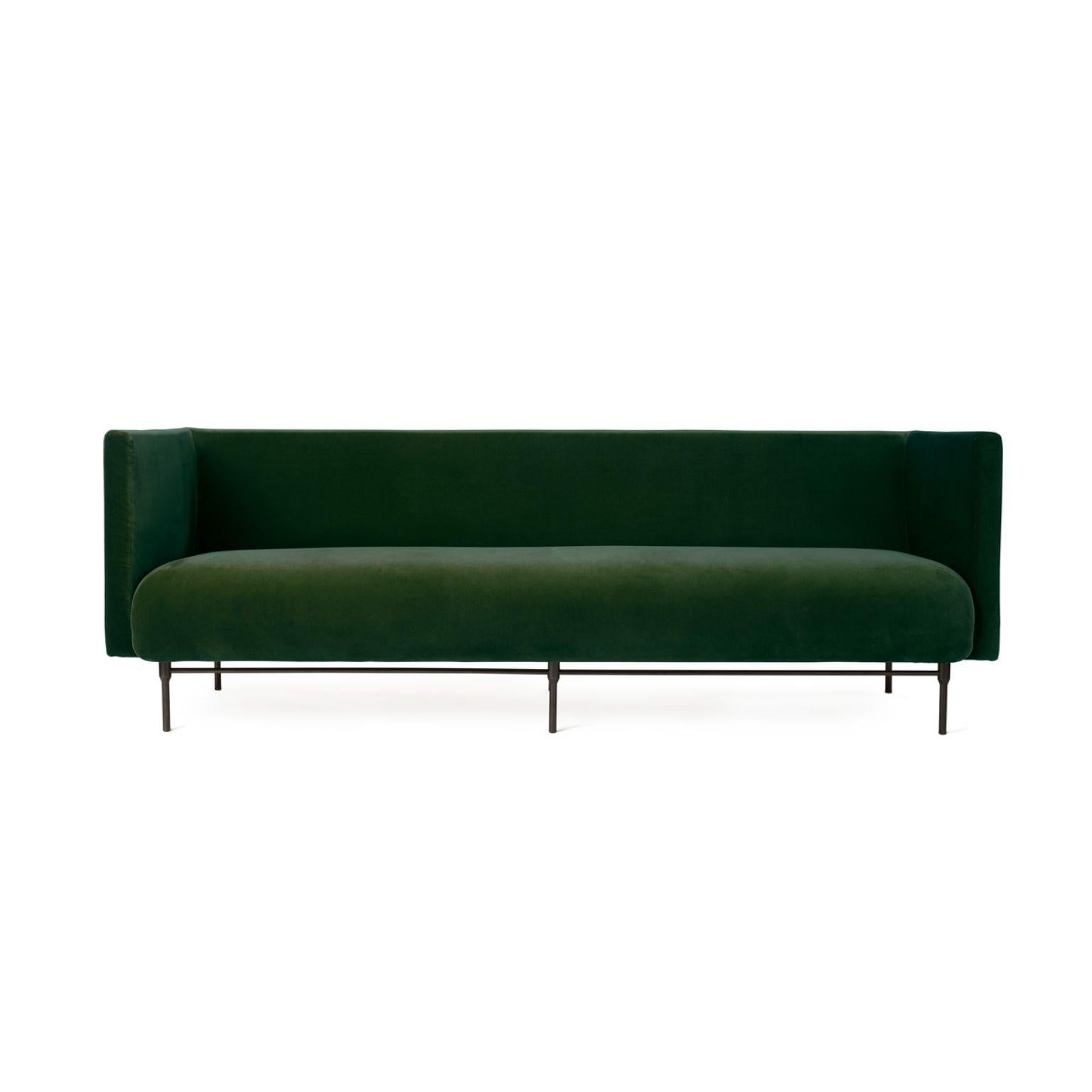 Galore 3 Seater Forest green by Warm Nordic
Dimensions: D222 x W83 x H 76 cm
Material: Textile upholstery, Powder coated black steel legs, Wooden frame, foam, spring system.
Weight: 62 kg
Also available in different colours and finishes.
