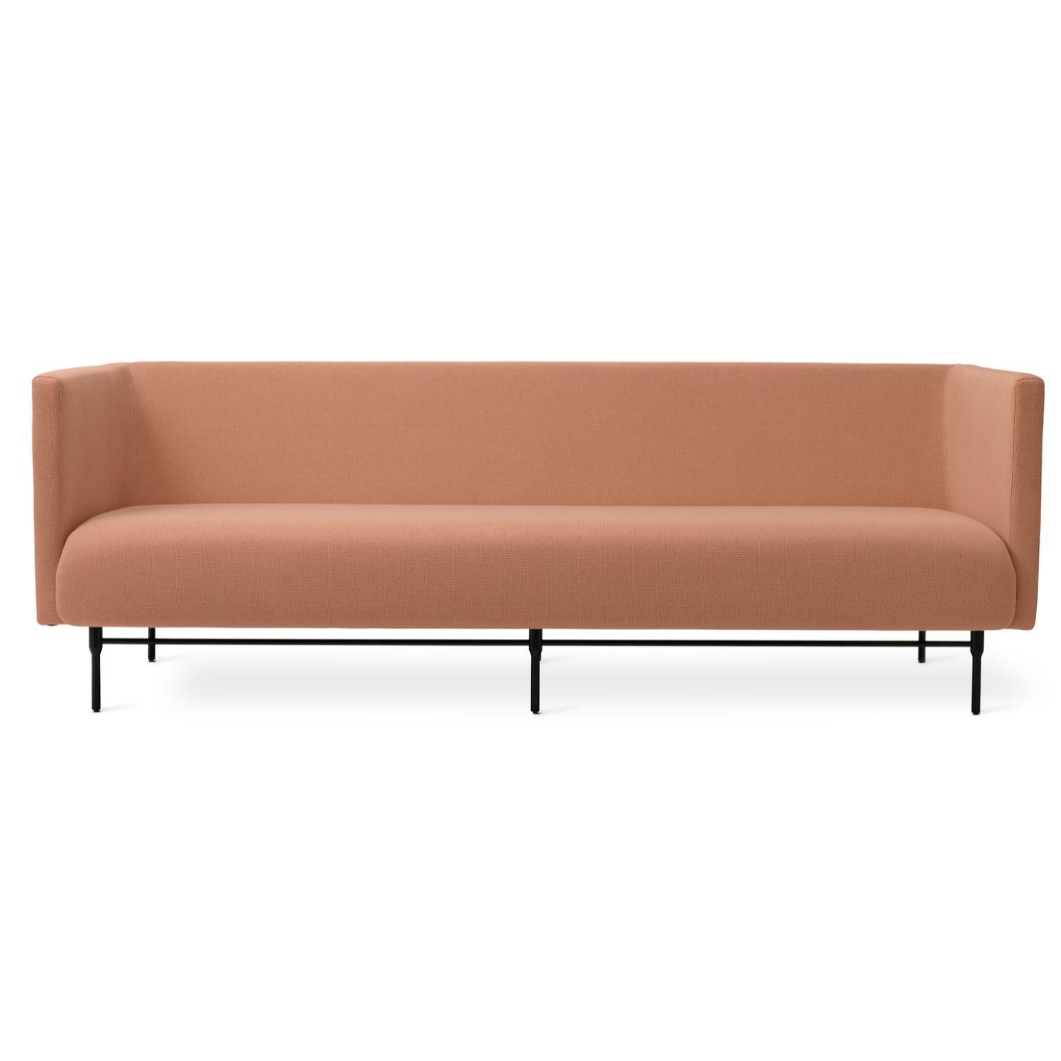 Galore 3 Seater Fresh Peach by Warm Nordic
Dimensions: D222 x W83 x H 76 cm
Material: Textile upholstery, Powder coated black steel legs, Wooden frame, foam, spring system.
Weight: 62 kg
Also available in different colours and finishes. Please
