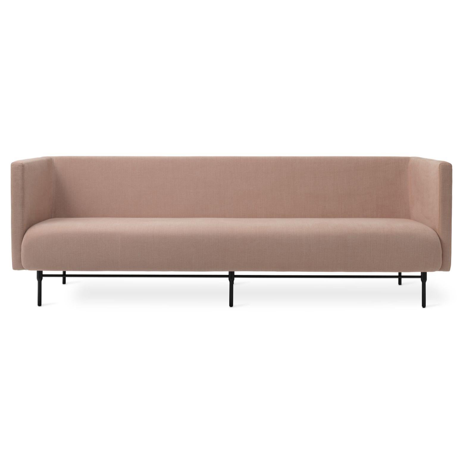 Galore 3 seater light rose by Warm Nordic
Dimensions: D 222 x W 83 x H 76 cm
Material: Textile upholstery, Powder coated black steel legs, Wooden frame, foam, spring system.
Weight: 62 kg
Also available in different colours and finishes.

Warm