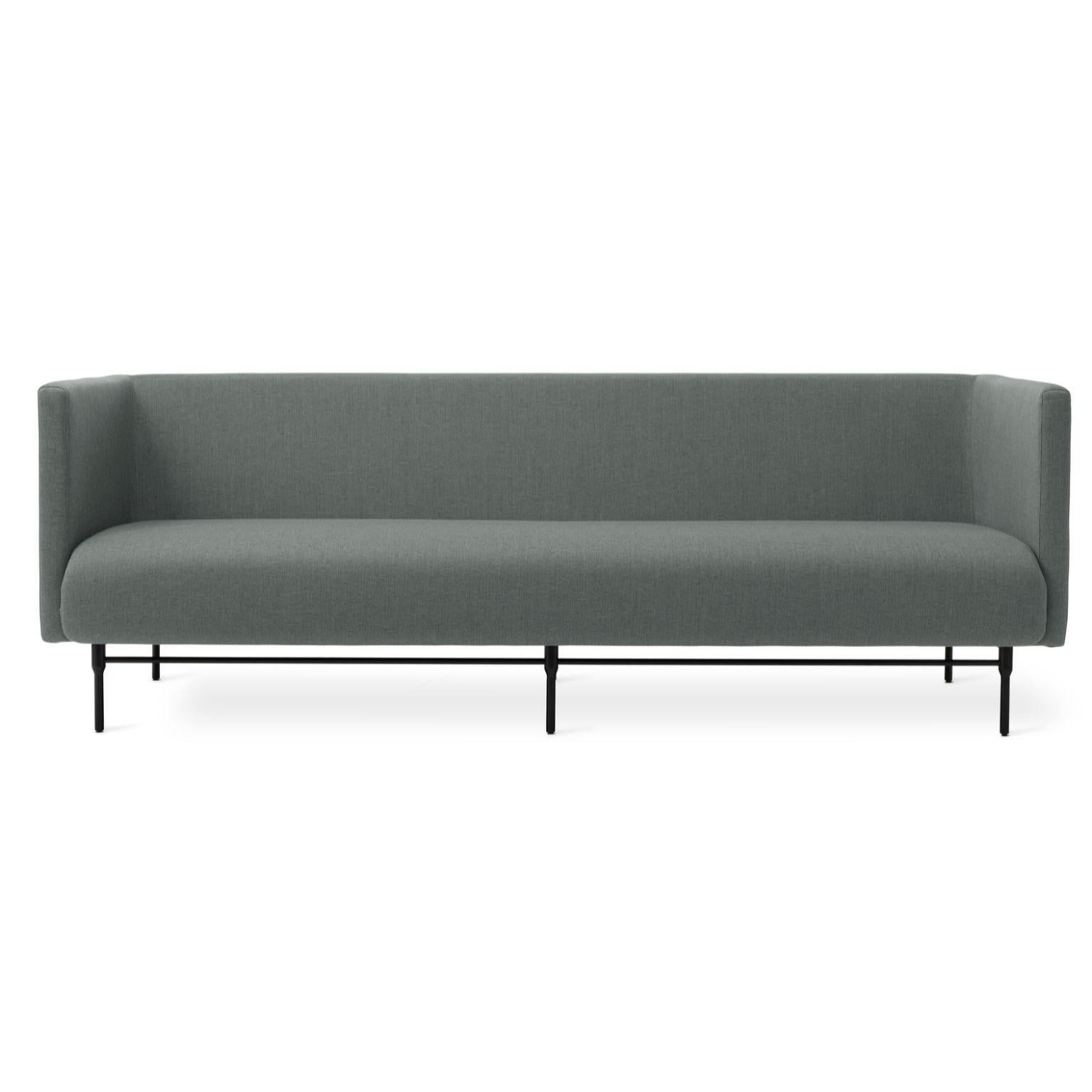 Galore 3 seater light teal by Warm Nordic
Dimensions: D 222 x W 83 x H 76 cm
Material: Textile upholstery, Powder coated black steel legs, Wooden frame, foam, spring system.
Weight: 62 kg
Also available in different colours and finishes.

Warm