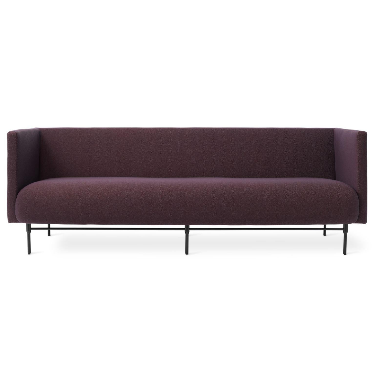 Galore 3 seater sprinkles eggplant by Warm Nordic
Dimensions: D222 x W83 x H 76 cm
Material: textile upholstery, powder coated black steel legs, wooden frame, foam, spring system.
Weight: 62 kg
Also available in different colours and finishes.