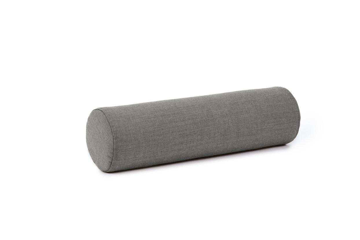 Galore cushion round grey melange by Warm Nordic
Dimensions: D 16 x H 46 cm
Material: Textile upholstery, Granulate and feathers filling.
Weight: 0.9 kg
Also available in different colors and finishes.

An elegant bolster cushion, which